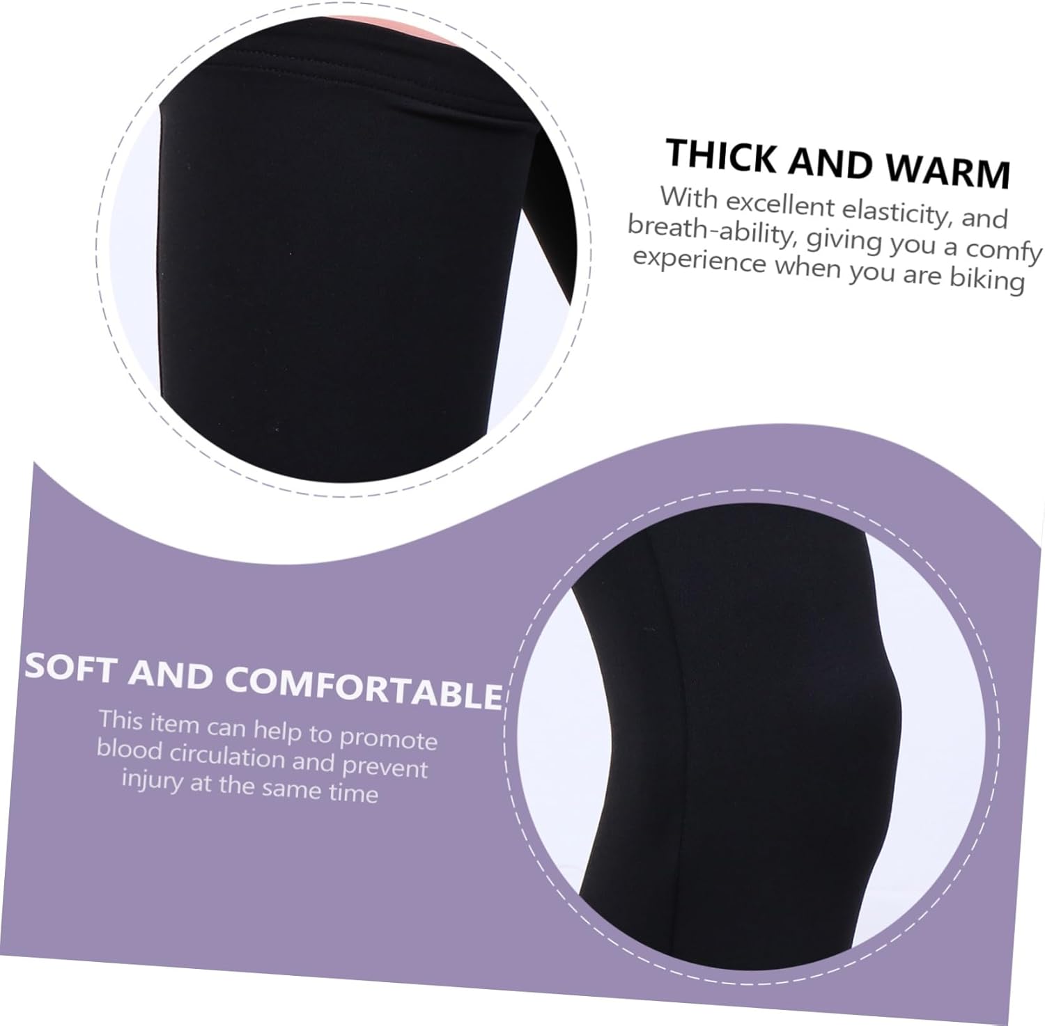 1Pair Thermal Cycling Leg Warmers for Men Women Fleece Lined Knee Sleeves for Outdoor Sports Compression Support for Running Biking Relief Calf Sleeves - Image 3