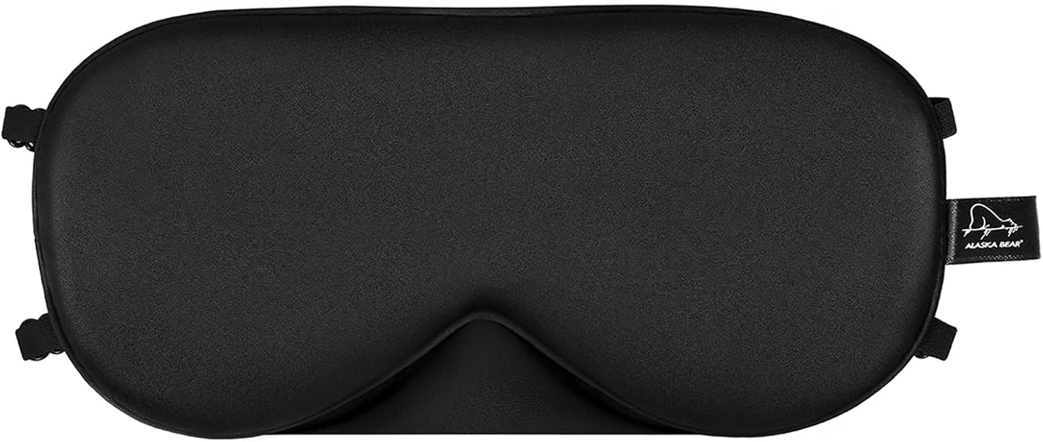 Sleep Mask 2 Straps, Mulberry Silk, Twin Thin Elastic Bands Stay Put All Night, Smooth Eye Mask Two Adjustable Head Strings and Nose Baffle - Image 1