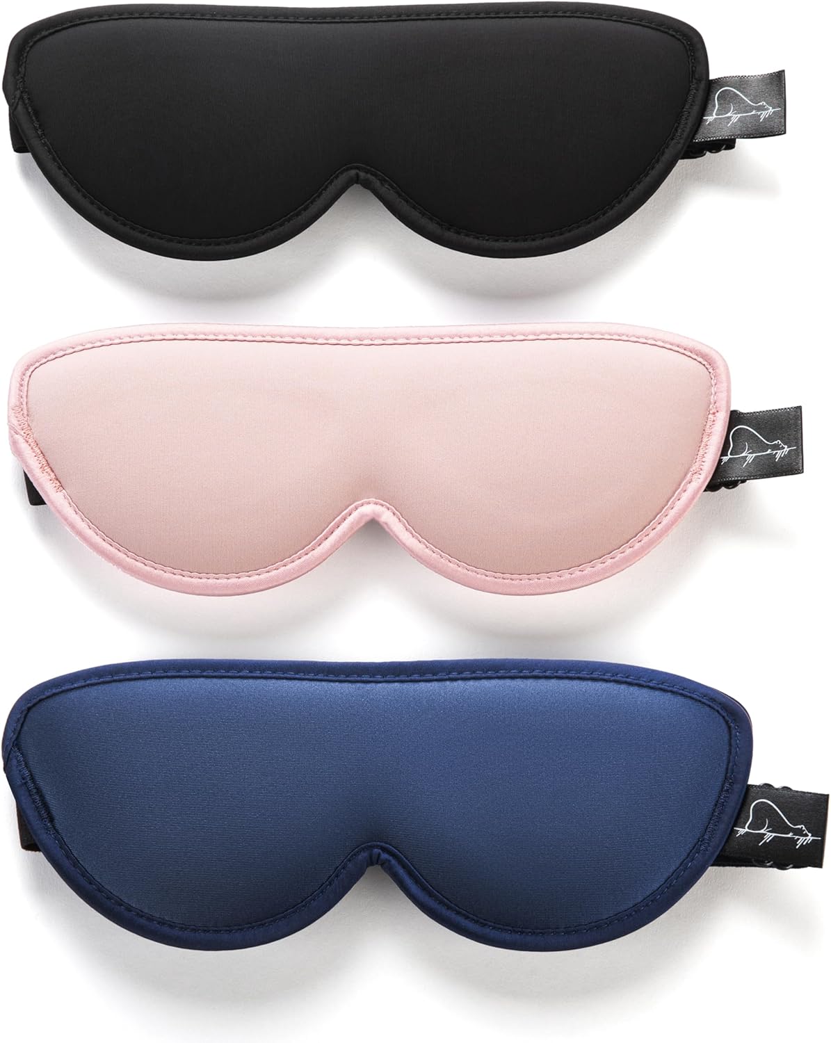 Sleep Masks for Petite Face Small Head,   3 Pack Stitched Eye Masks with Contoured Cups for Women Kids Children Teens, Machine Washable (Black, Blue, Pink) - Image 1