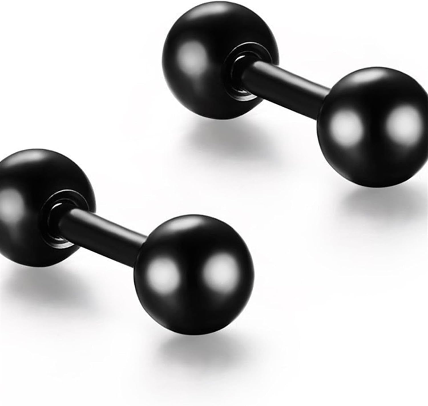 Titanium Steel Ball Stud Earrings Barbell Cartilage Tragus Helix Ear Piercing For Men Women, Black - Image 1