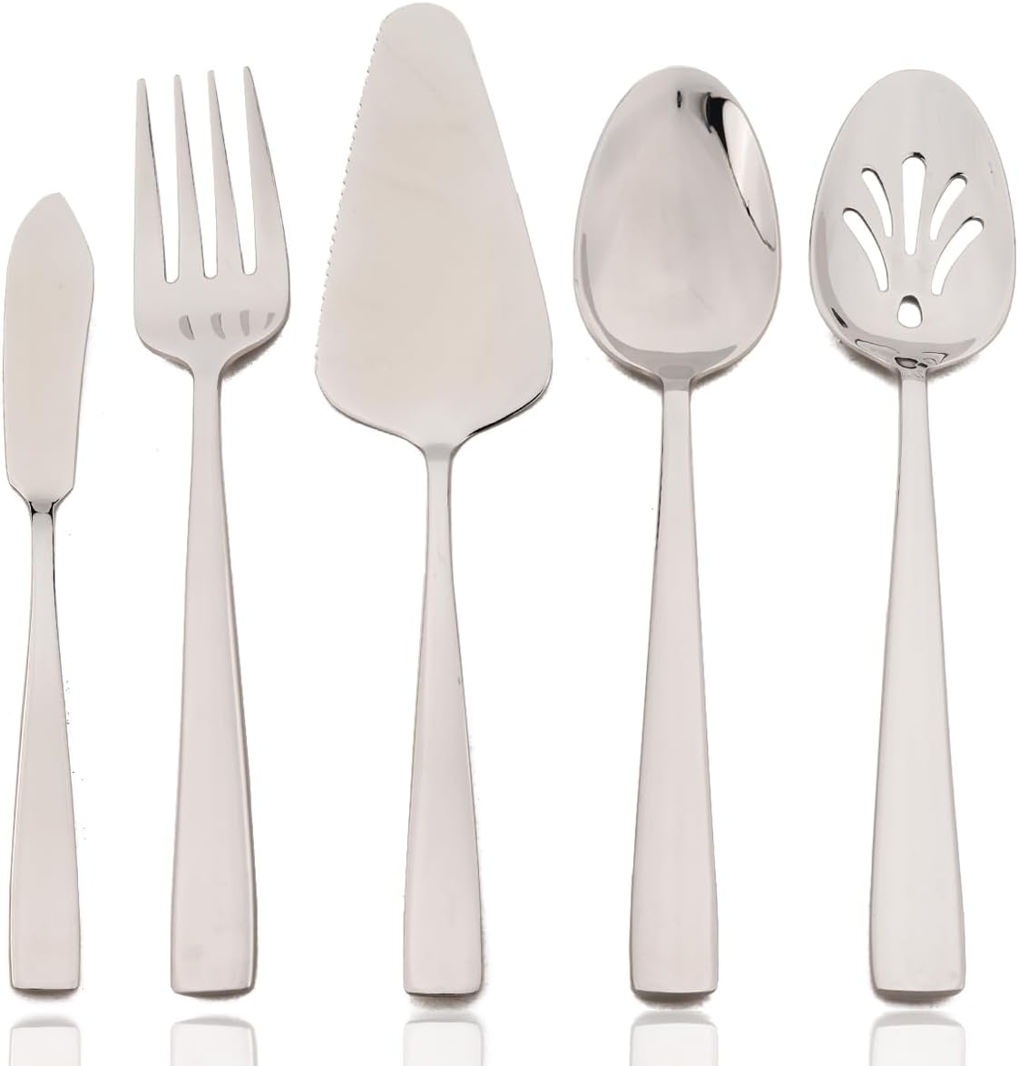 5-Piece Glossy Handle Silverware Hostess Set Stainless Steel Flatware Serving Set for Buffet Party Home Restaurant Mirror Polished Dishwasher Safe - Image 1