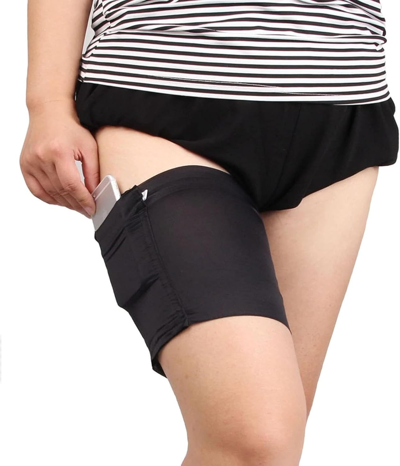 Thigh Sock Strap,Anti-Slip Phone and Credit Card Holder - Thicken Women Thigh Garter Purse for Phone Security - Image 1