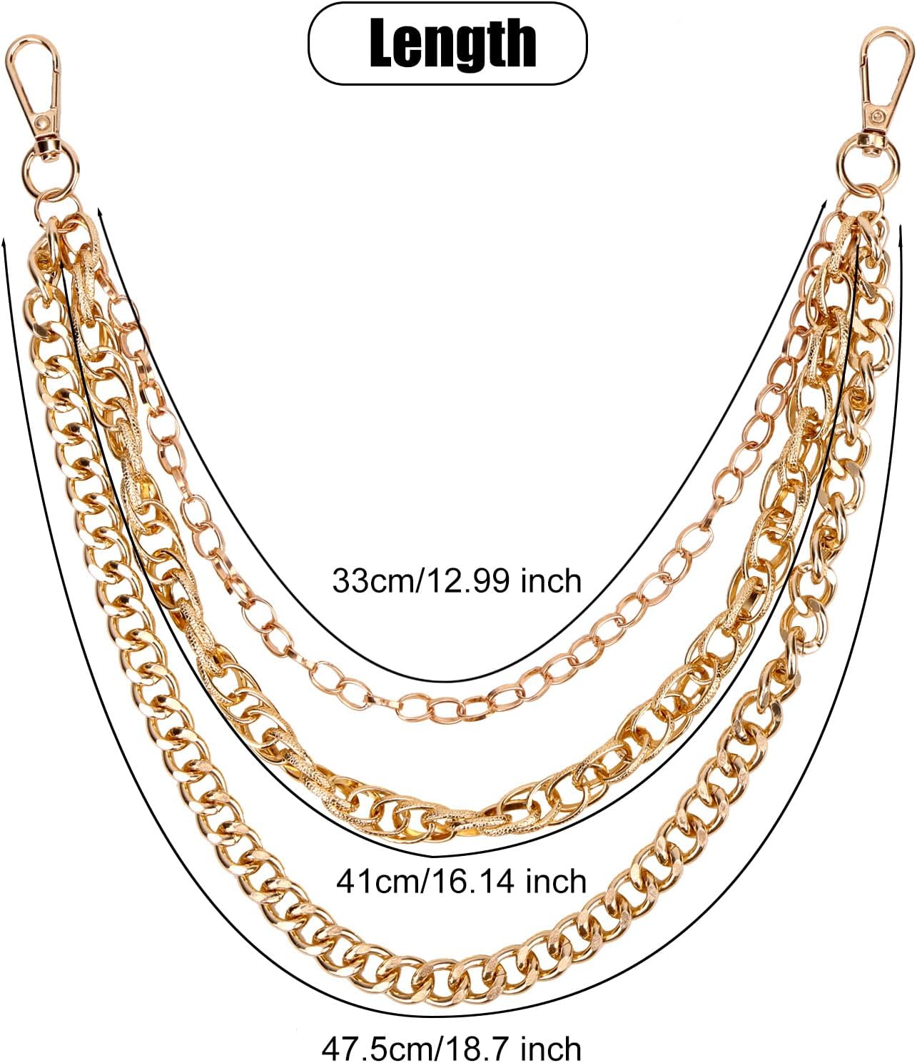 Hip Hop Punk Jeans Chain, Gold Pocket Pants Trousers Wallet Chain for Men Women Key Chain Goth Unisex Accessory - Image 2