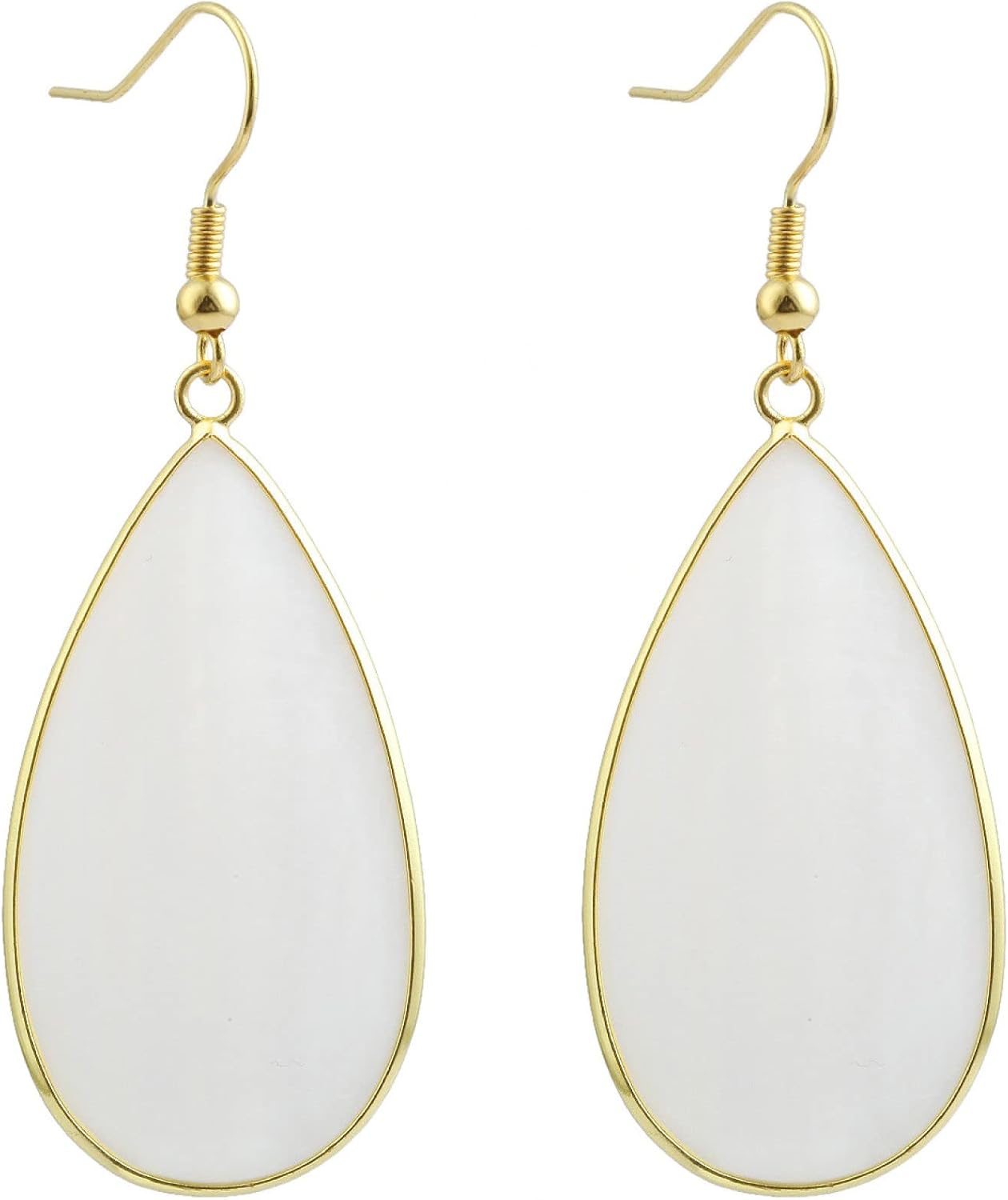 Natural Stone Ear Hook Women Earrings - Fashion White Shell Long Drop Earrings Hook Up Classic Ins Style Personalized Jewelry for Mother's Day Elegant Gift - Image 1