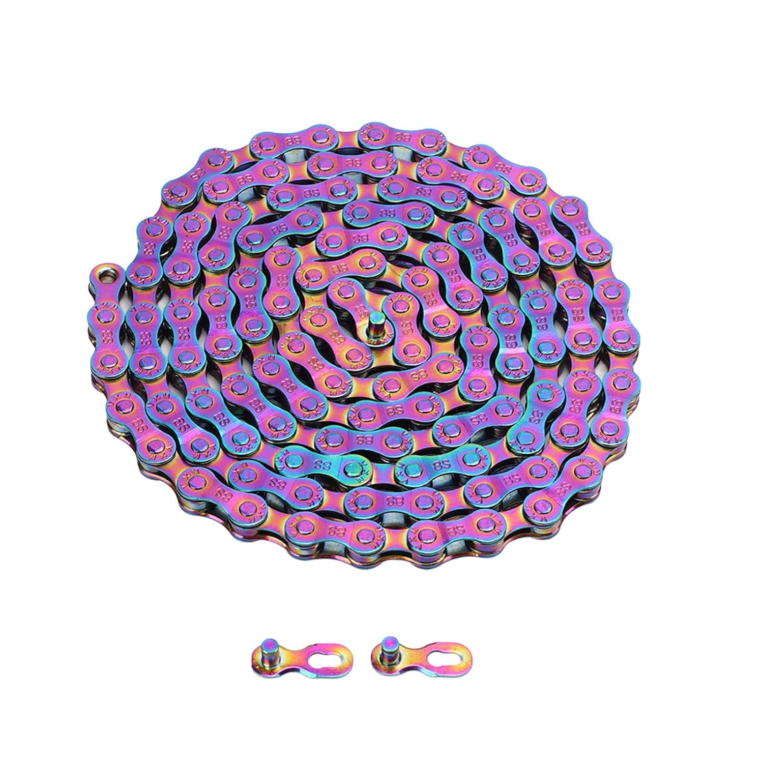 6 7 8 Speed Chain Rainbow Chain, 1/2 X 11/128 Inch 116 Links Lightweight Chain, Mountain Road Chain for Road with 2 Chain Connector - Image 1
