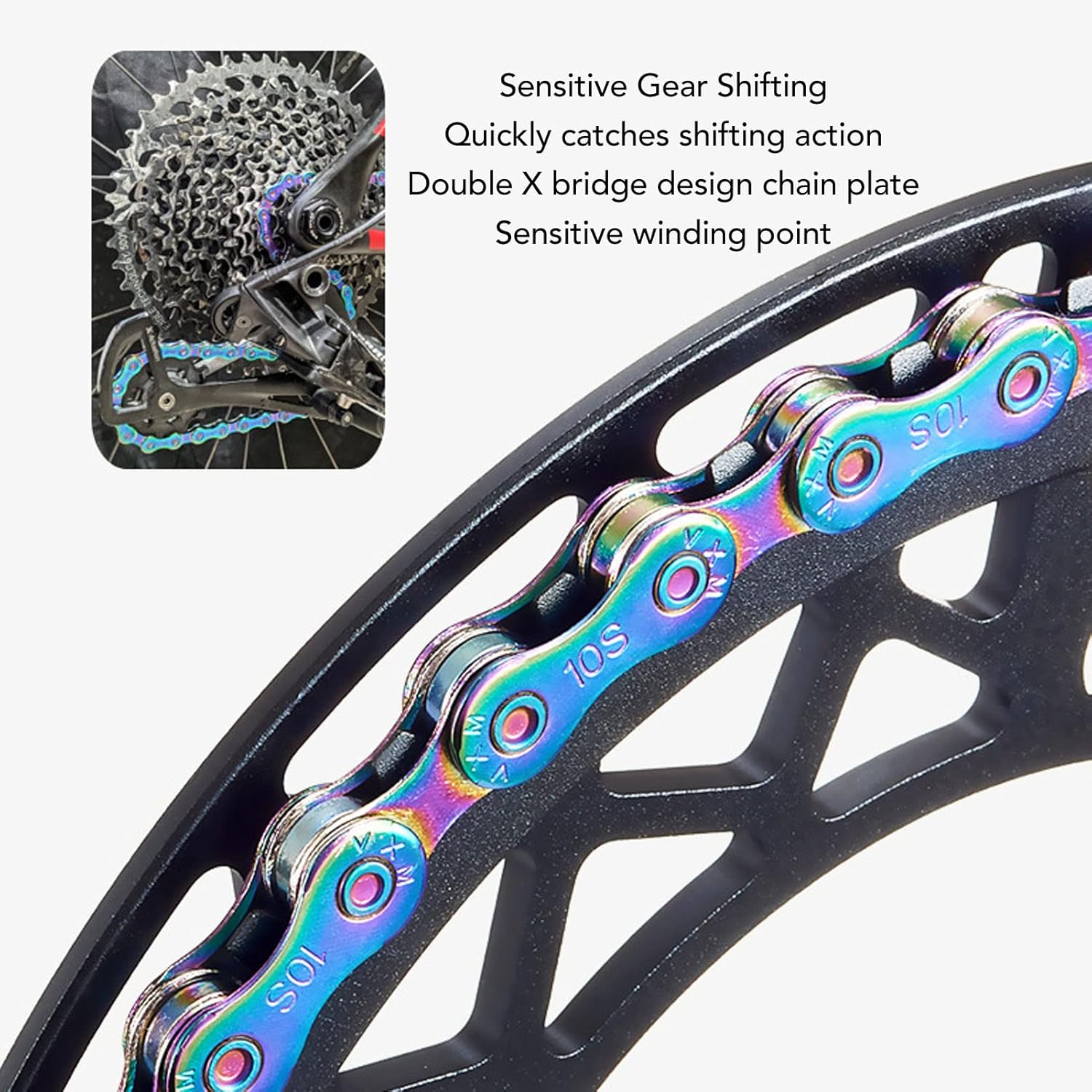 6 7 8 Speed Chain Rainbow Chain, 1/2 X 11/128 Inch 116 Links Lightweight Chain, Mountain Road Chain for Road with 2 Chain Connector - Image 2