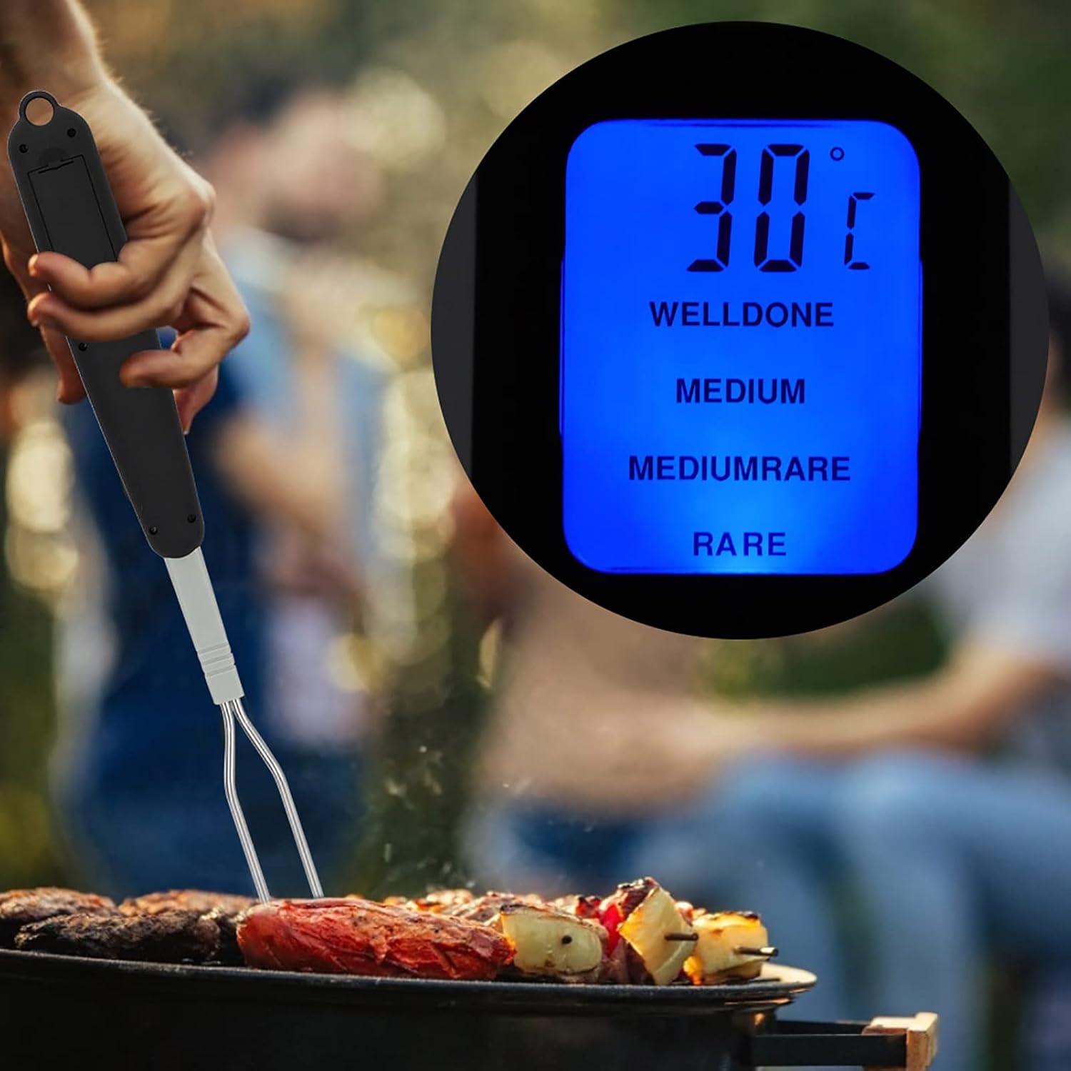Digital Meat Thermometer Fork, Fast Read Grill Thermometer with LED Display and Stainless Steel Probes for Steak Chicken Pork Turkey Hot Grilled Food - Image 3