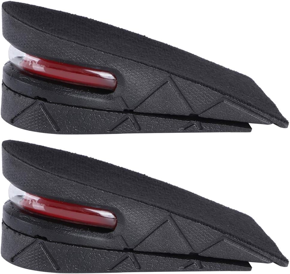 2in Height Increasing Insoles for Men Women, 2 Layer Adjustable Air Cushion Massage Shock Relief Comfortable Feet for Sports Shoes Boots (Black) - Image 1