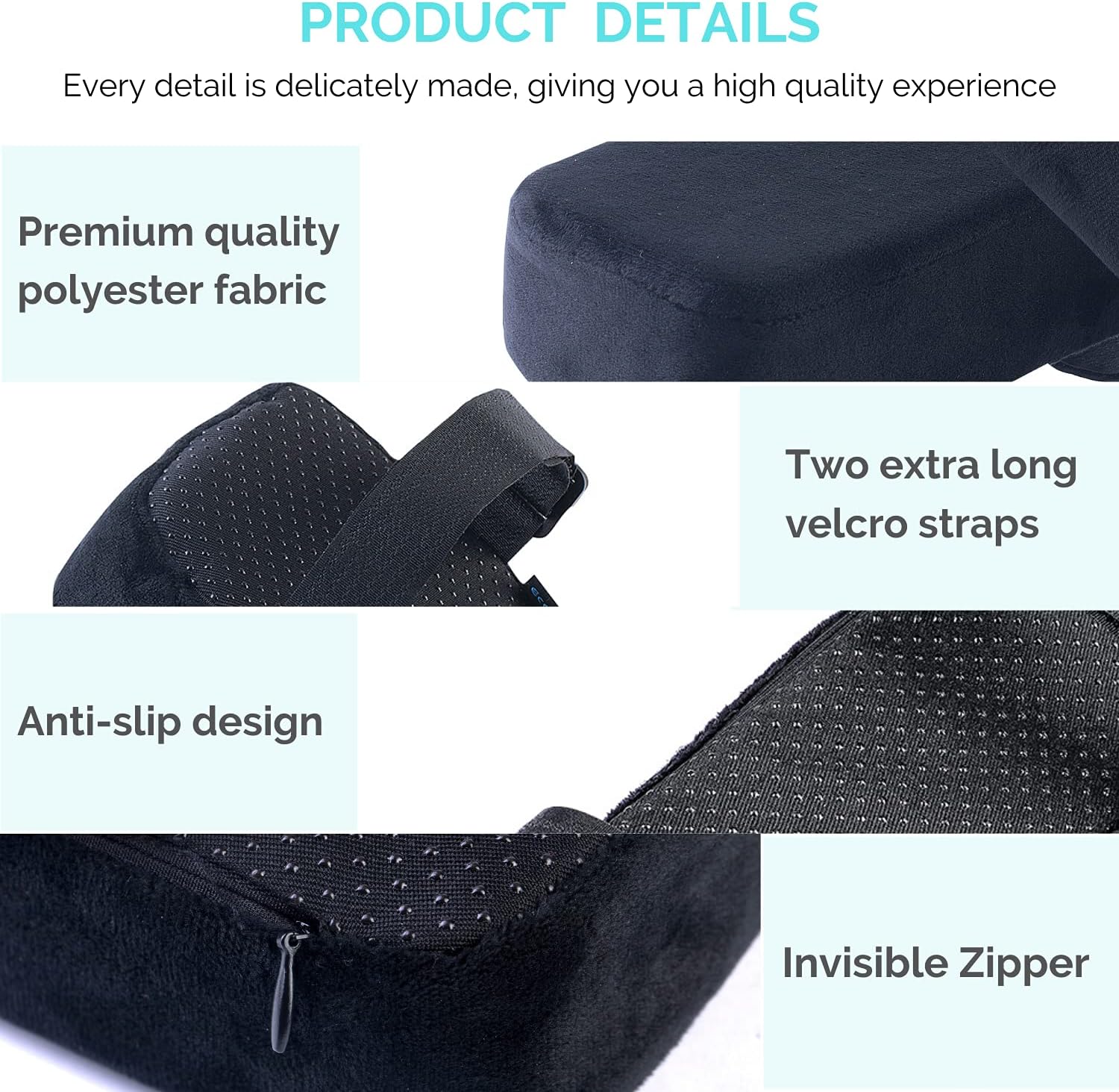 Extra Thick 2 inches Chair armrest Cushions Elbow Pillow Pressure Relief Office Chair Gaming Chair armrest with Memory Foam armrest Pads 2-Piece Set of Chair (Black) - Image 2
