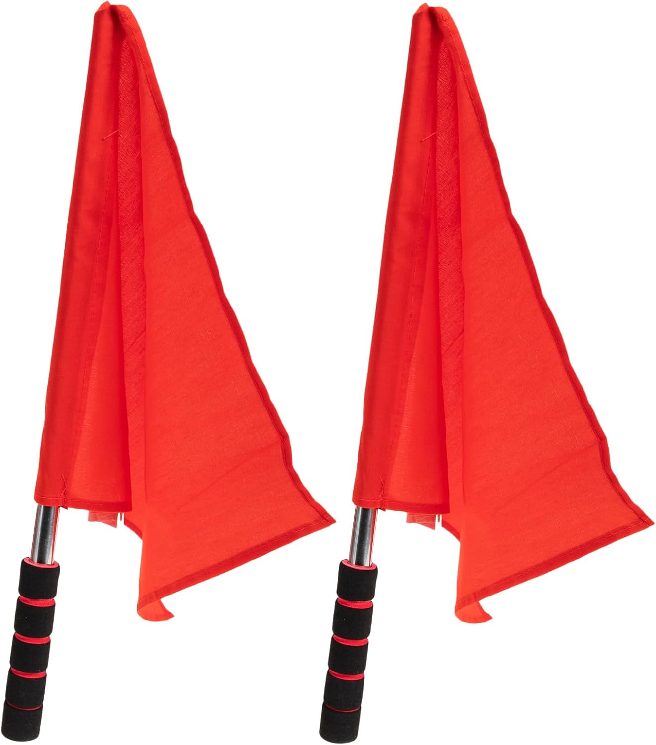 2PCS Referee Flags Volleyball Flags Line Judge, Stainless Steel Hand Flag Red Sigl Flag Sponge Handle Soccer Referee Flags Volleyball Lightweight Referee Equipment for Volleyball, Track and Field - Image 1