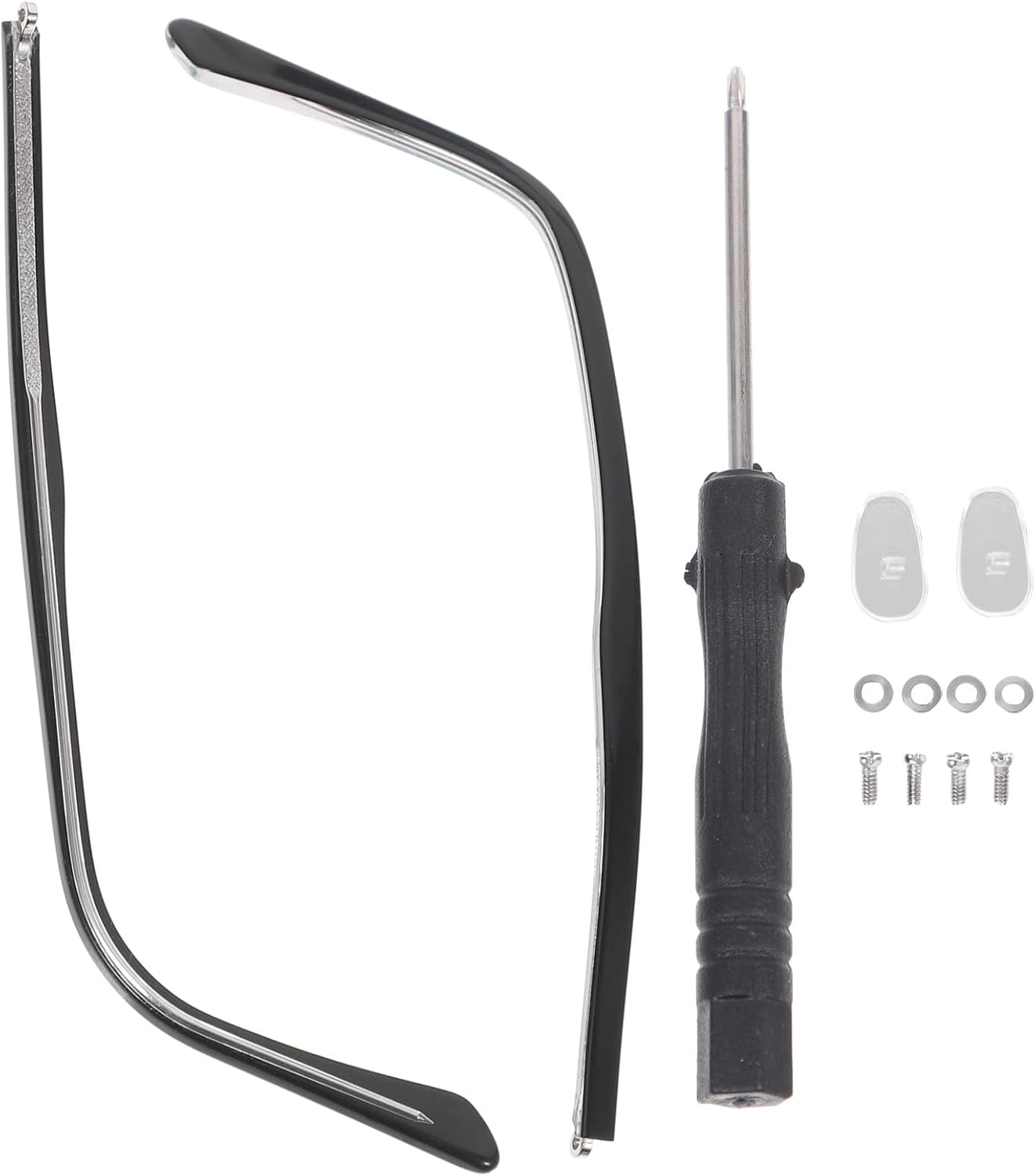 1 Pair Metal Glasses Replacement Temple, Eyeglass Arms Legs Replacement, Glasses Repair Kit Universal Glasses Arm Replacement Legs for Glasses, Sunglasses, Black - Image 1