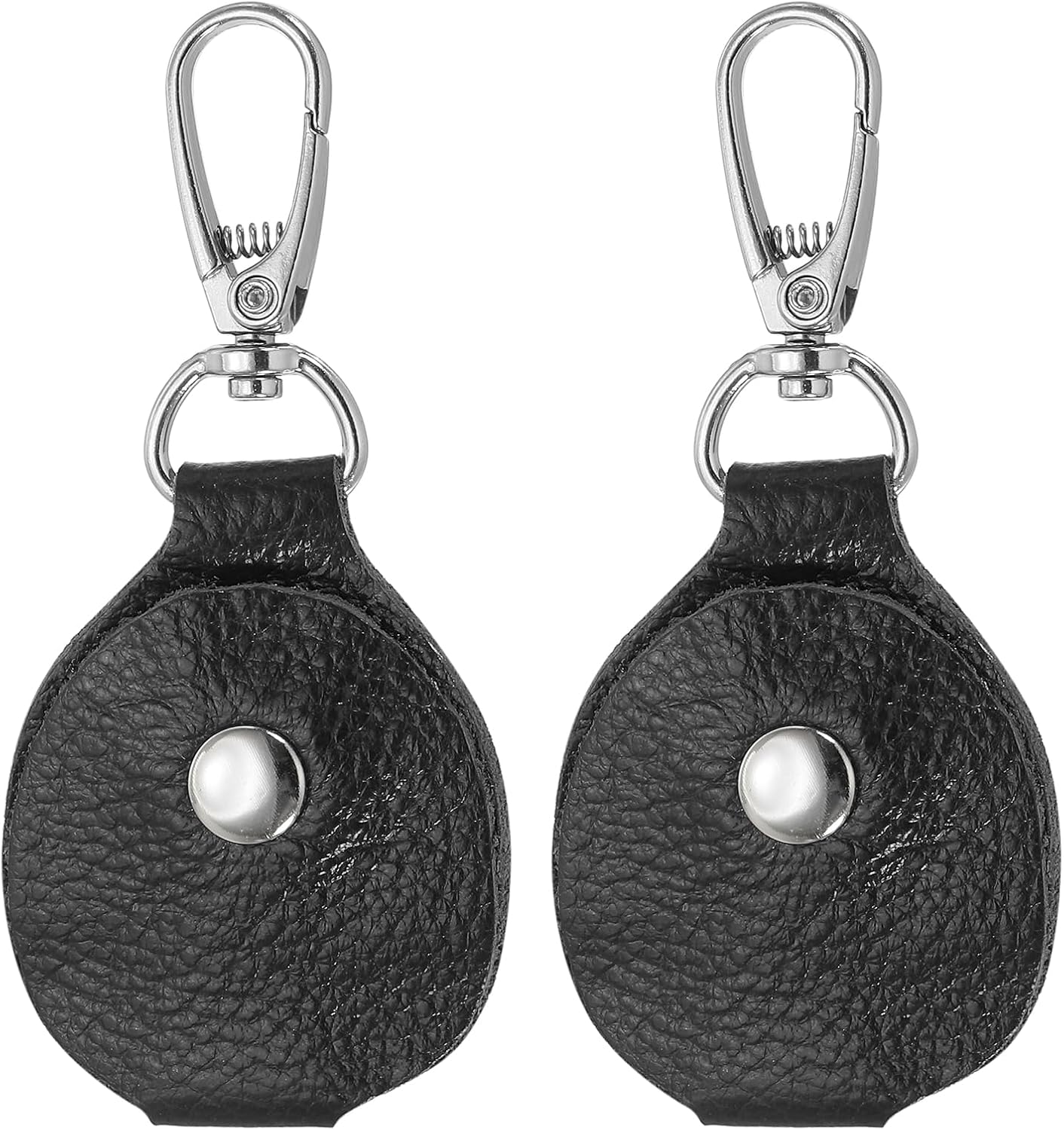 Leather Key Fob, Genuine Leather Keys Cover Portable Key Fob Air Tag Holder for Office Car Keys ID Key Cards - Image 1