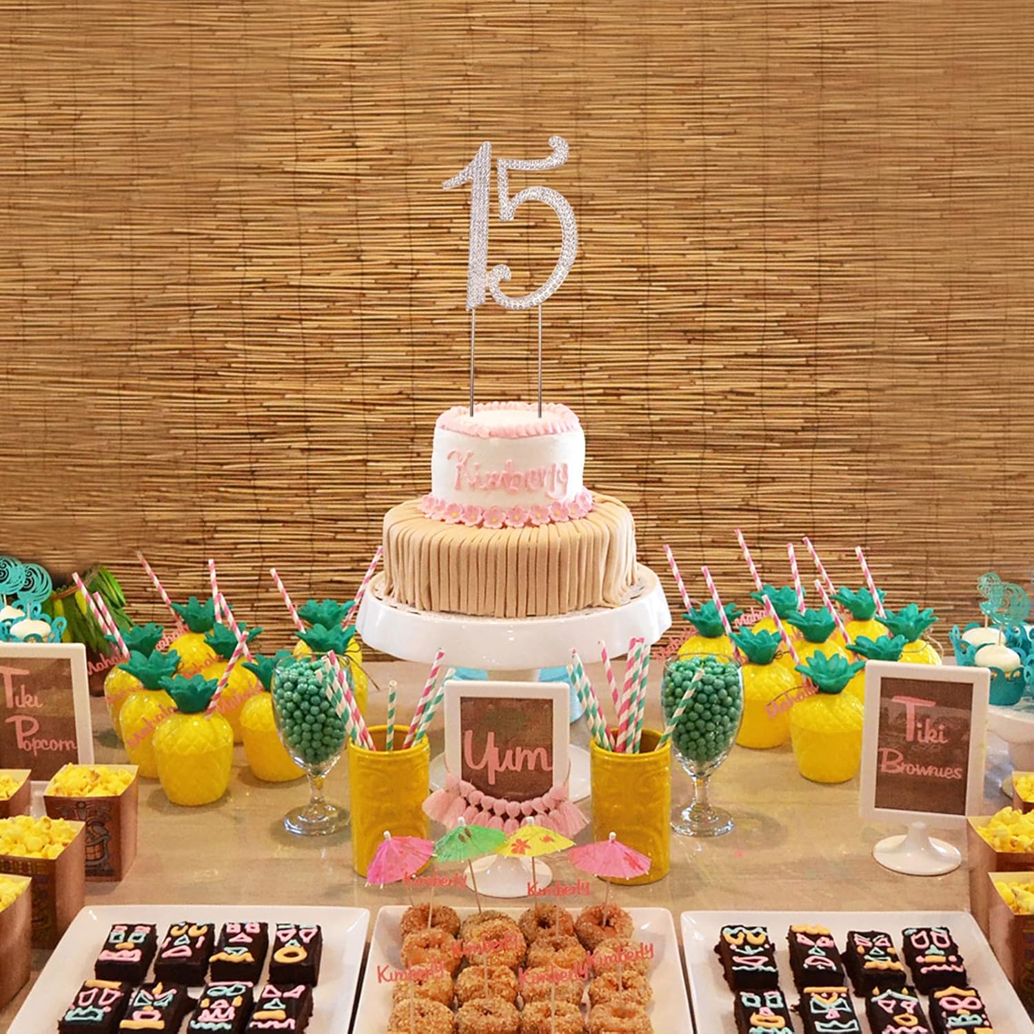 15 Cake Topper Birthday Number 15 Crystal Rhinestones Cake Topper 15th Cake Decoration for Birthday Anniversary Party Decoration Supplies (Gold) - Image 3