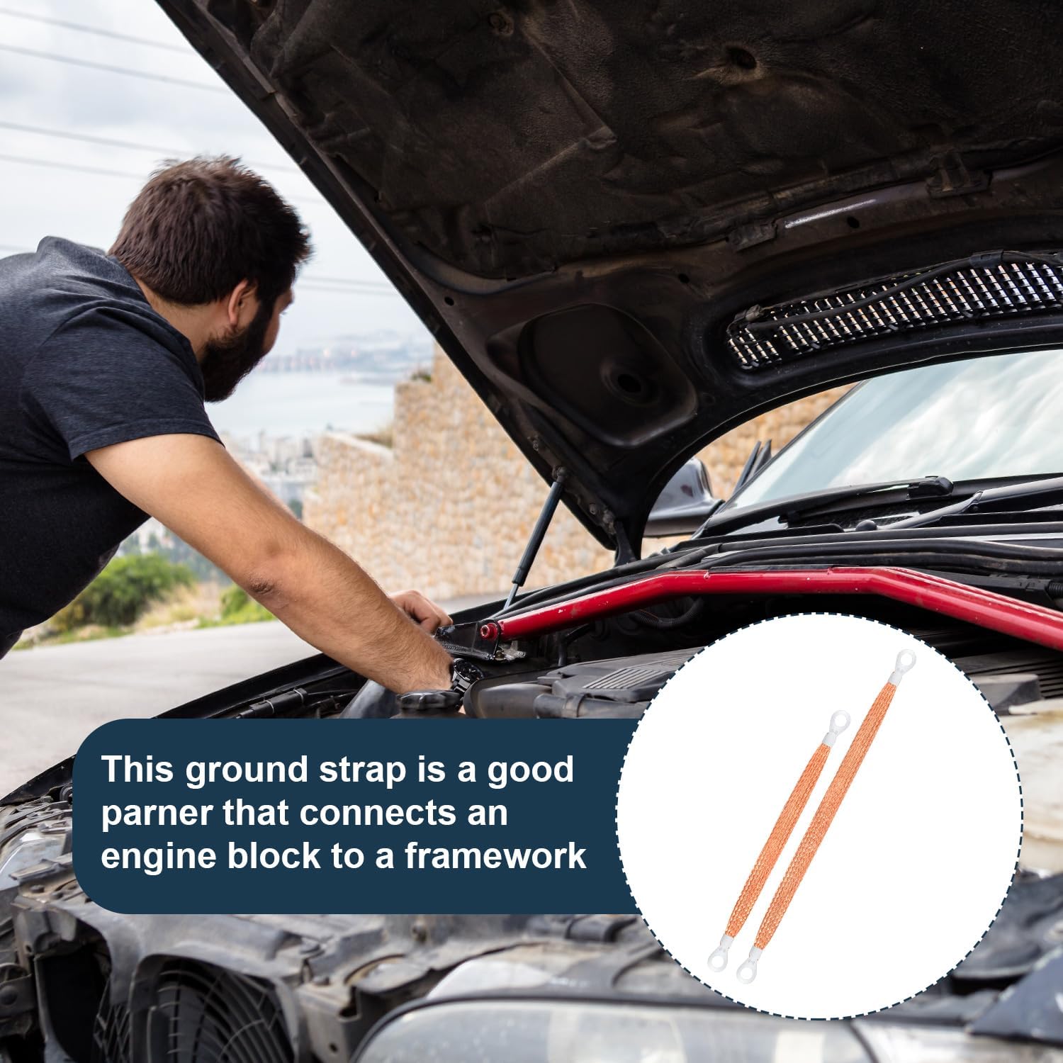 10pcs Universal Automotive Ground Straps, 10/12 inch Engine Ground Strap Kit Braided Copper Ground Straps Automotive Ground Strap Wire Ground Strap Connectors for Most Cars (Copper) - Image 4
