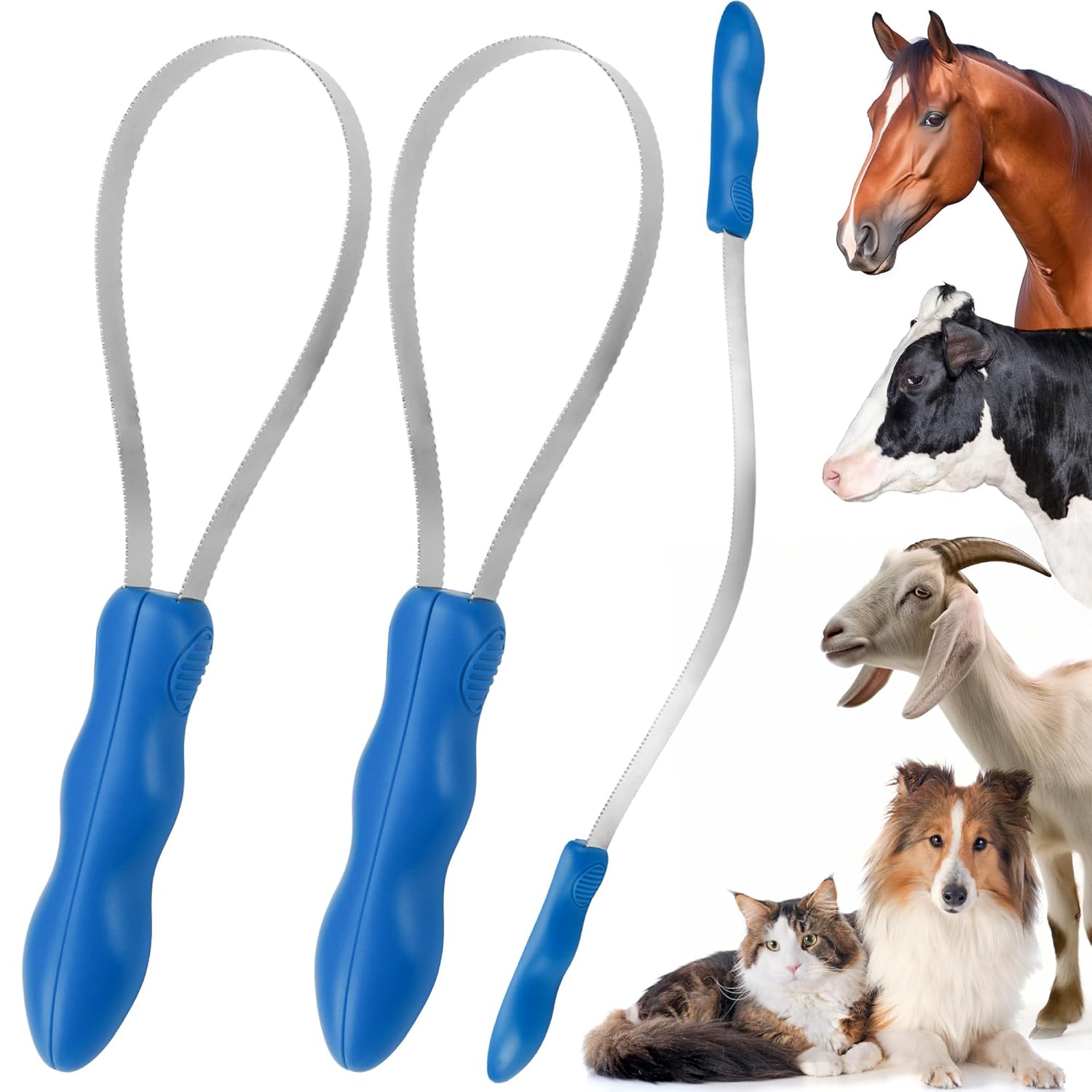 Dual-Sided Shedding Blade Dogs Hair Brush - Stainless Steel Grooming Horse Tool with No-slip Grip - Fine Teeth for Long, Short - Image 1