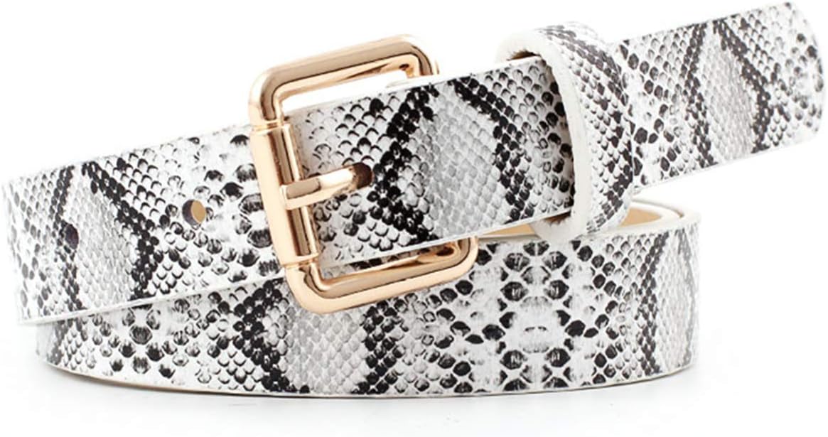 Women Fashion Snakeskin Print PU Leather Dress & Jeans Waist Belt for Girls and Ladies Gold Color Pin Buckle - Image 1