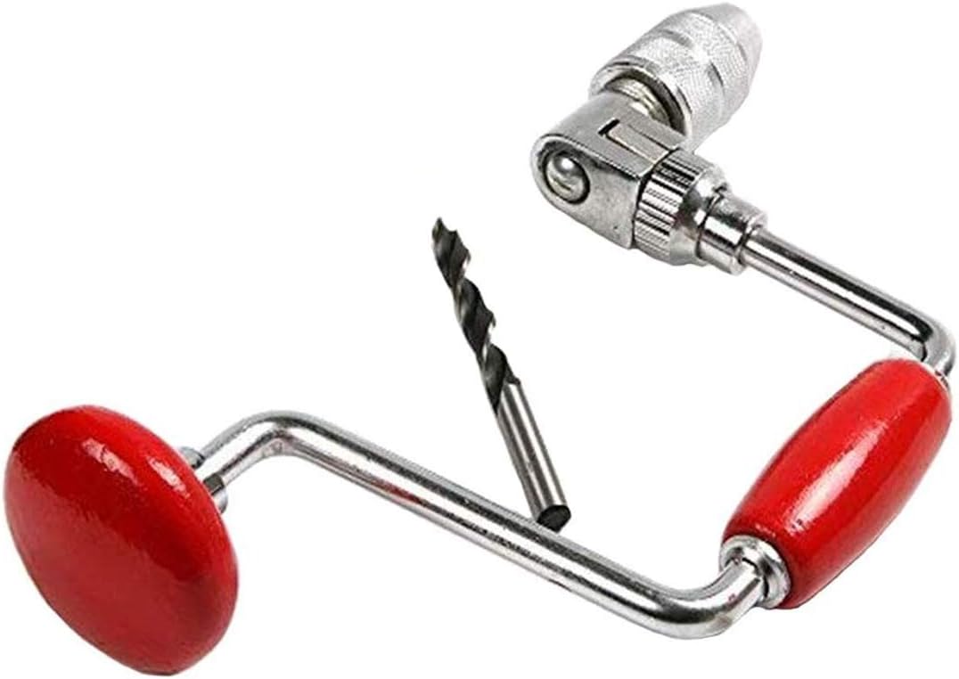 Swing Bit Brace with 4 Jaw Chuck, Hand Drill Manual Hand Crank Drill with A Bit,Carpenters Brace for Wood Plastic Acrylic, Woodworking Hole Punch Tool,10inch - Image 1