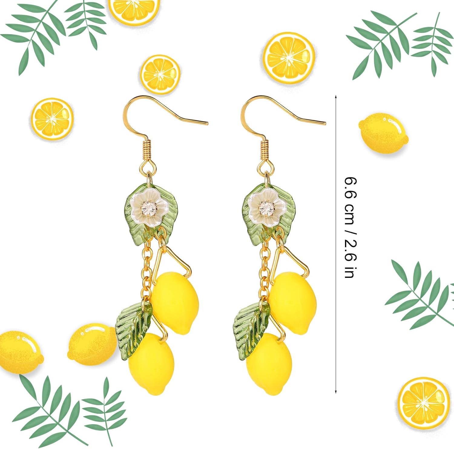 Lemon Earrings, Yellow Lemon Hook Earrings Resin Sweet Dangle Drop Lime Fruit Food Earring Dainty Cute Lemon Accessories Costume Dress Jewelry Gift for Women Lady - Image 2