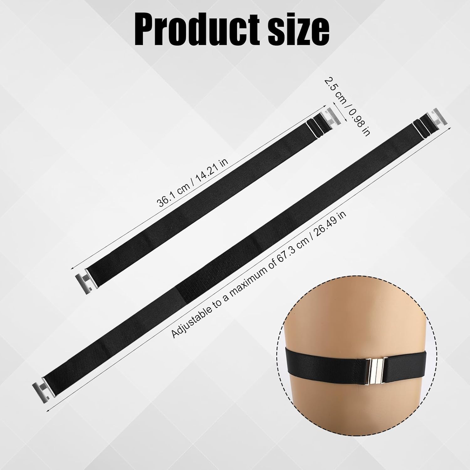 2pcs Thigh Garters for Women, Adjustable Thigh Garter Belts Plus Size High Elastic Fastening Leg Garters for Thigh Leg Harness Belts for Women Black - Image 2