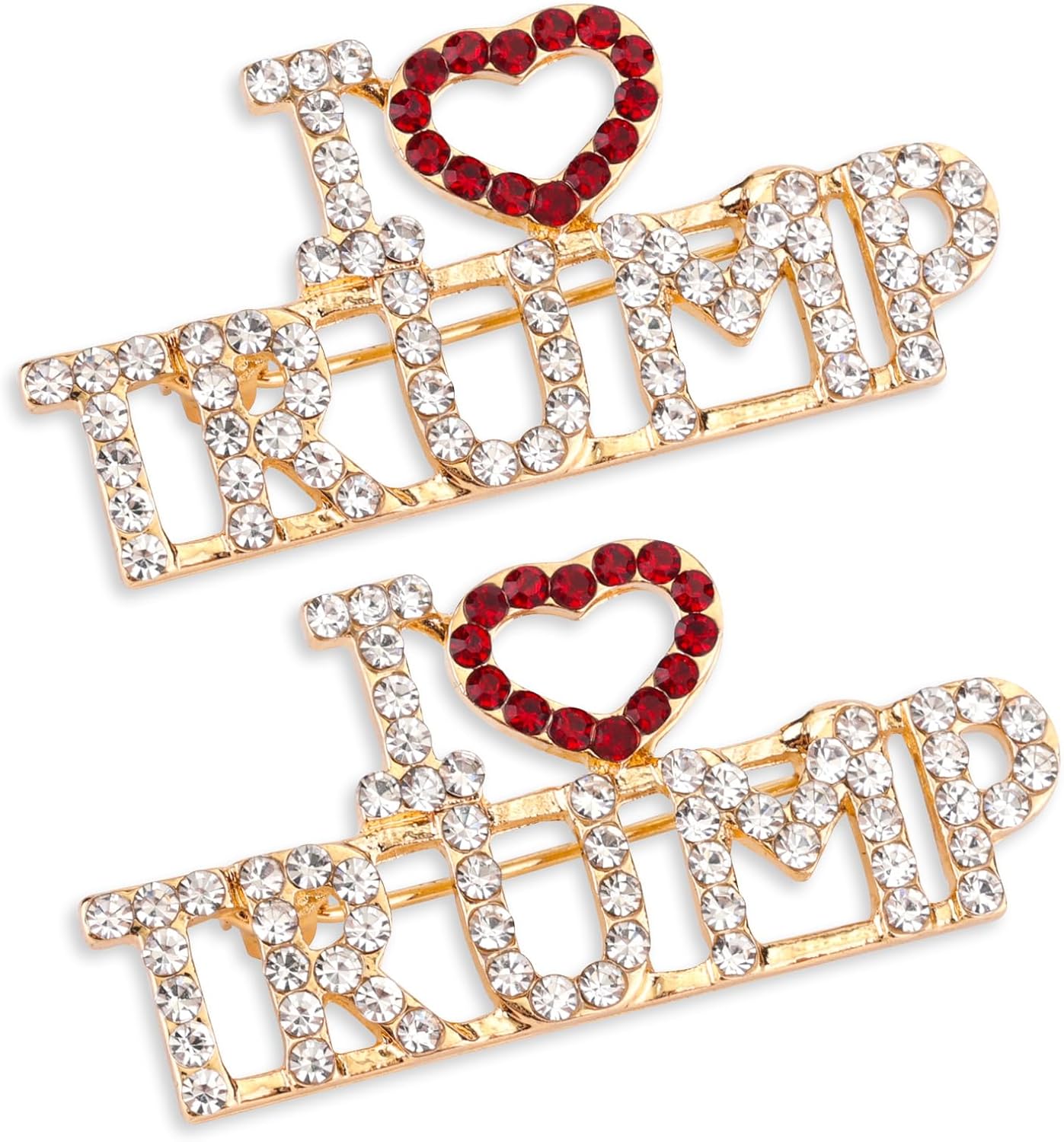2pcs Crystal Trump Brooch - Official Trump 2024 Lapel Pin with Clear Container for Presidential Election Souvenir Gifts - Image 1