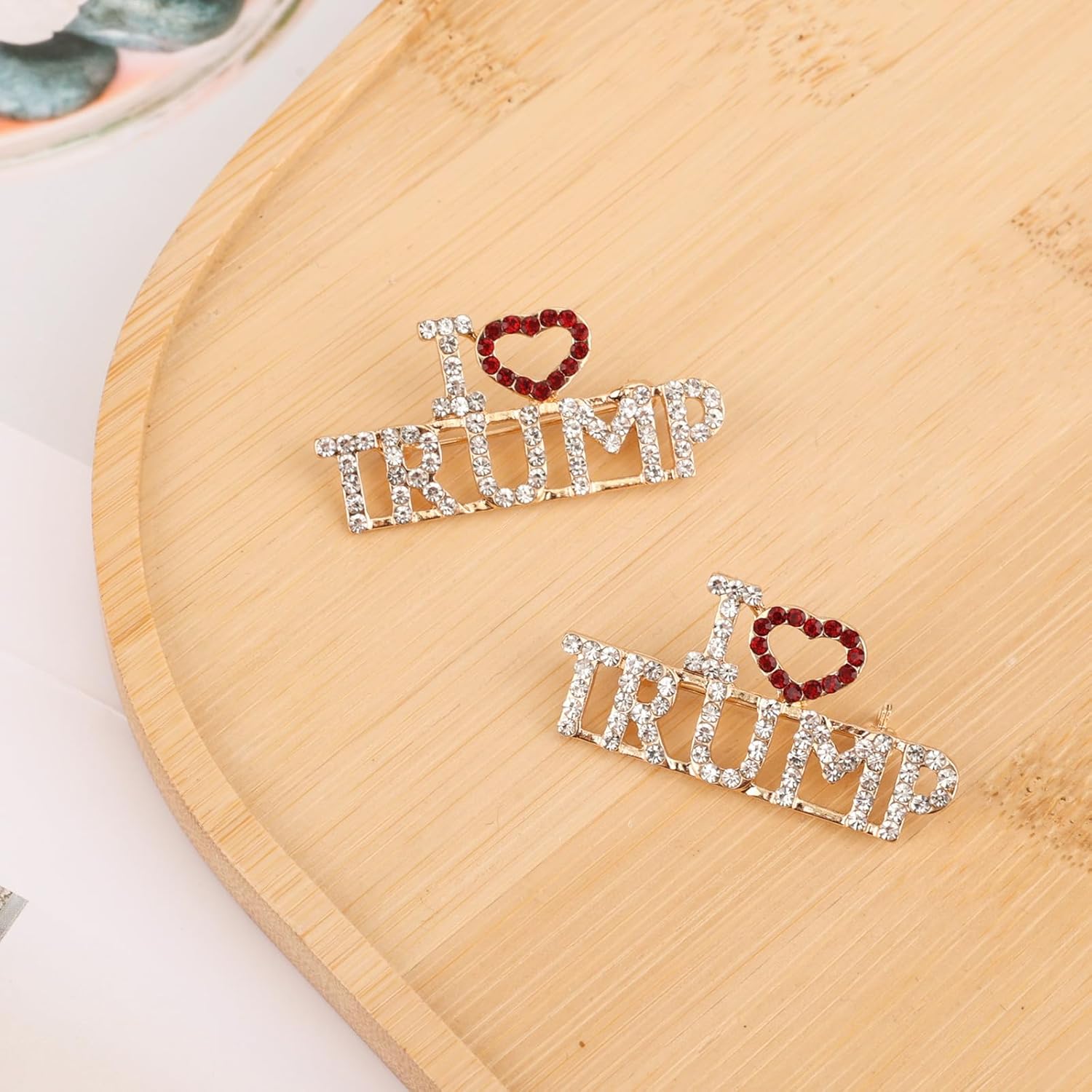2pcs Crystal Trump Brooch - Official Trump 2024 Lapel Pin with Clear Container for Presidential Election Souvenir Gifts - Image 3