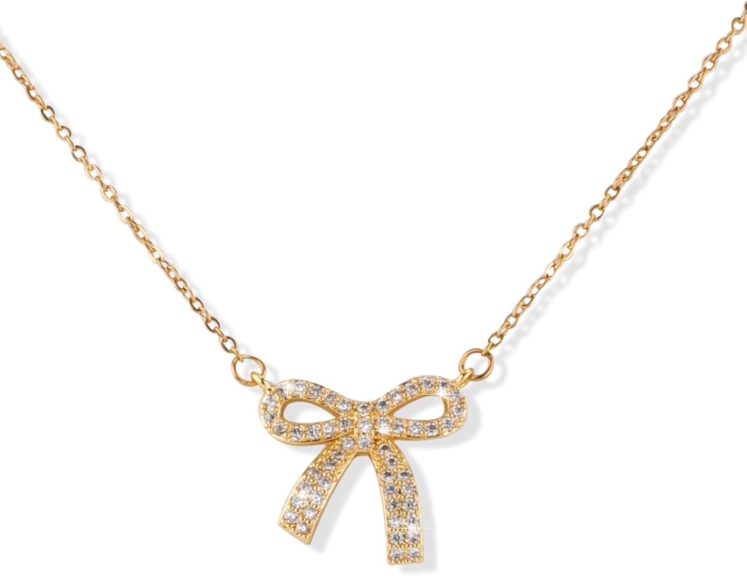 Bow Necklace, Dainty Ribbon Bowknot Chain Necklace Cute Fashion Bowtie Pendant for Choker Gold Bow Jewelry Gift for Women Wedding Prom Daily Wear - Image 1