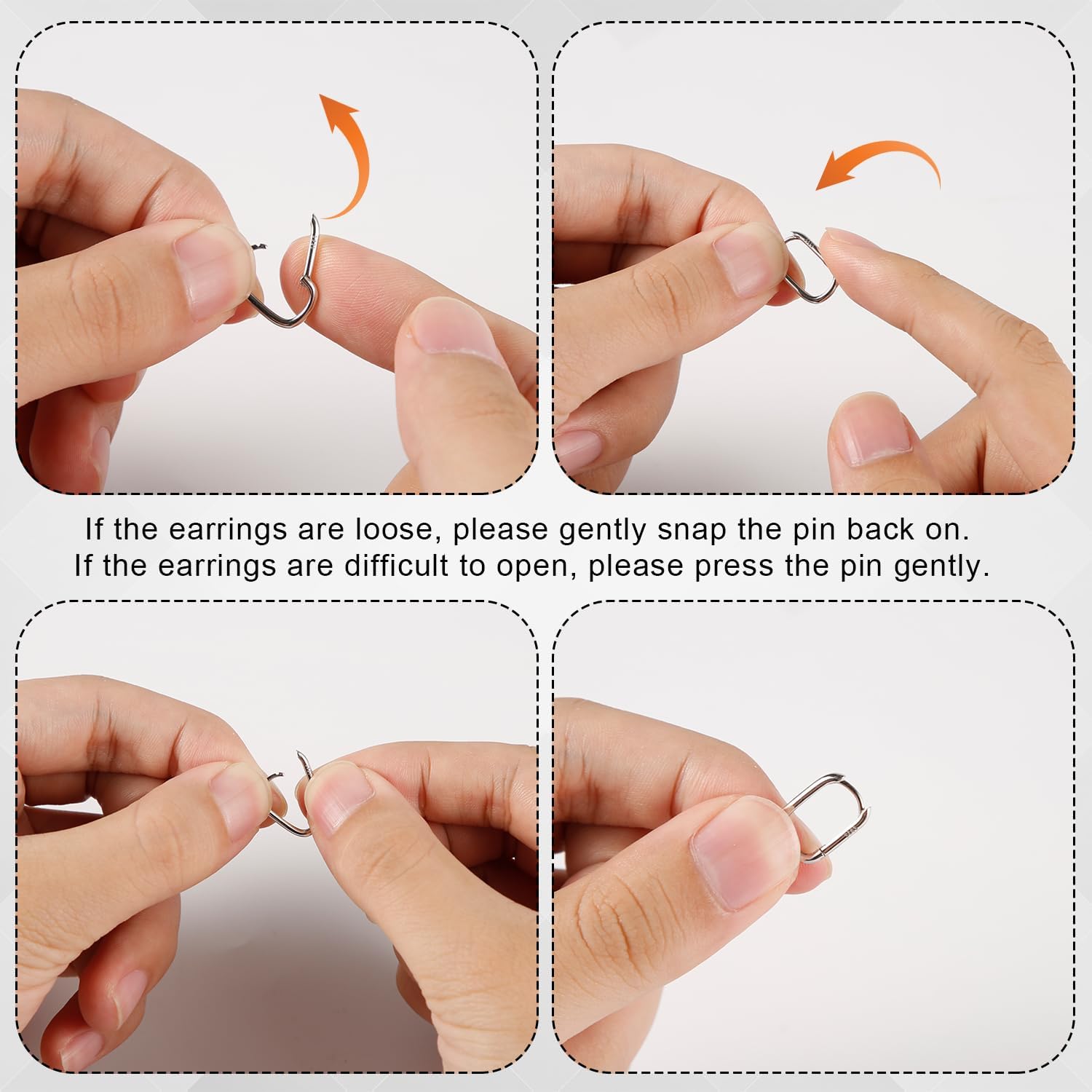 S925 Sterling Silver Link Chain Hoop Earrings, Small Oval Geometric Circle Minimalist U-Shaped Drop Earrings Convertible Paperclip Link Dangle Fashion Jewelry for Women(Silver) - Image 3