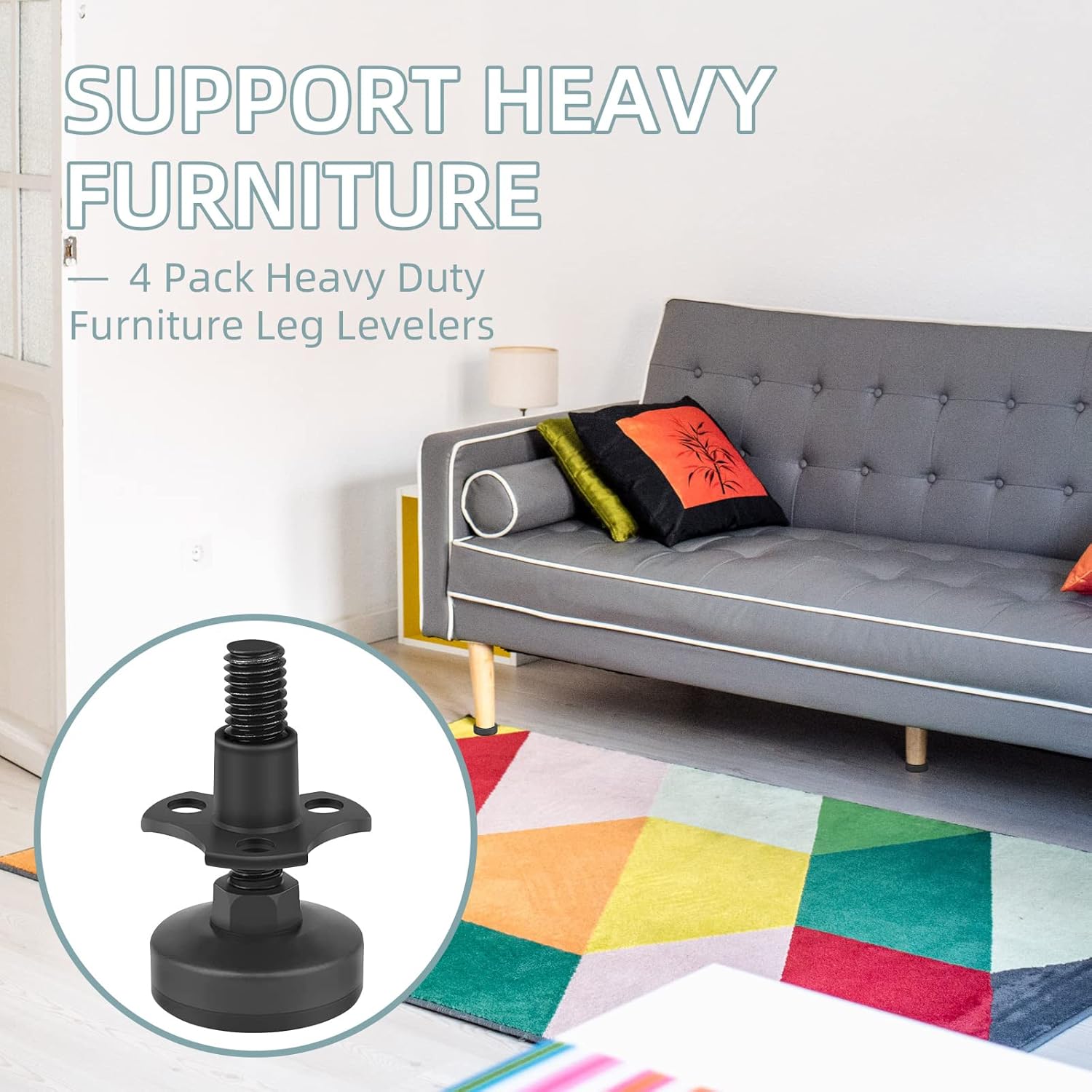 Heavy Duty Furniture Levelers, 4 Pack 3/8