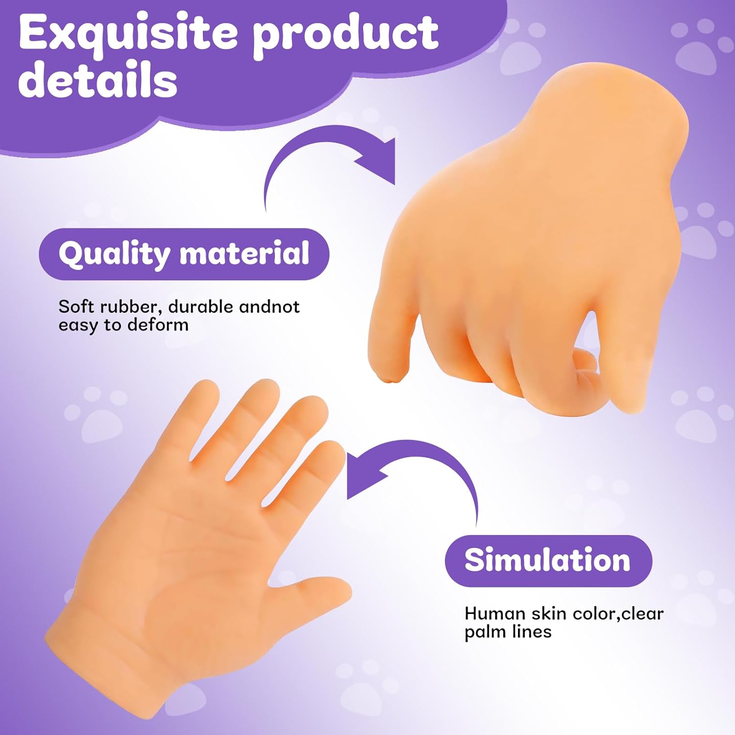 7-Pack Mini Hands for Cats, Tiny Hands for Cats,Crossed Cat Mini Hands,Small Elastic Hands for Cats,Mini Human Hands for Cats,Tiny Folded Hands for Cat Paws, Mini Crossed Cat Hands for Cats - Image 3