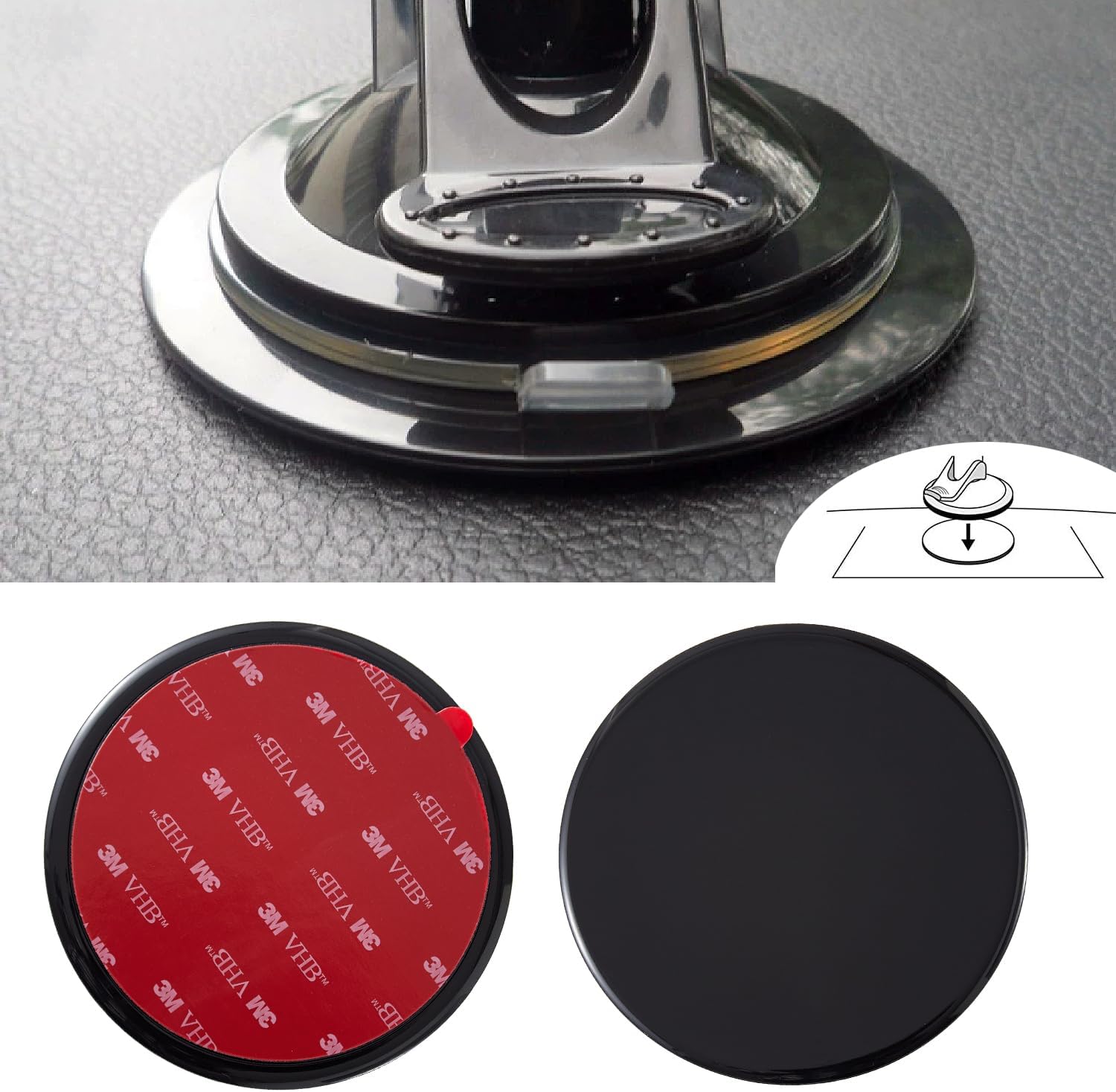 2 Pcs 70mm 3M VHB Adhesive Dashboard Pad Mounting Disk for Suction Cup Phone Mount & Garmin GPS Suction Mount Dash Cam Holder Stick On Universal Dash Mount Pad - Image 3