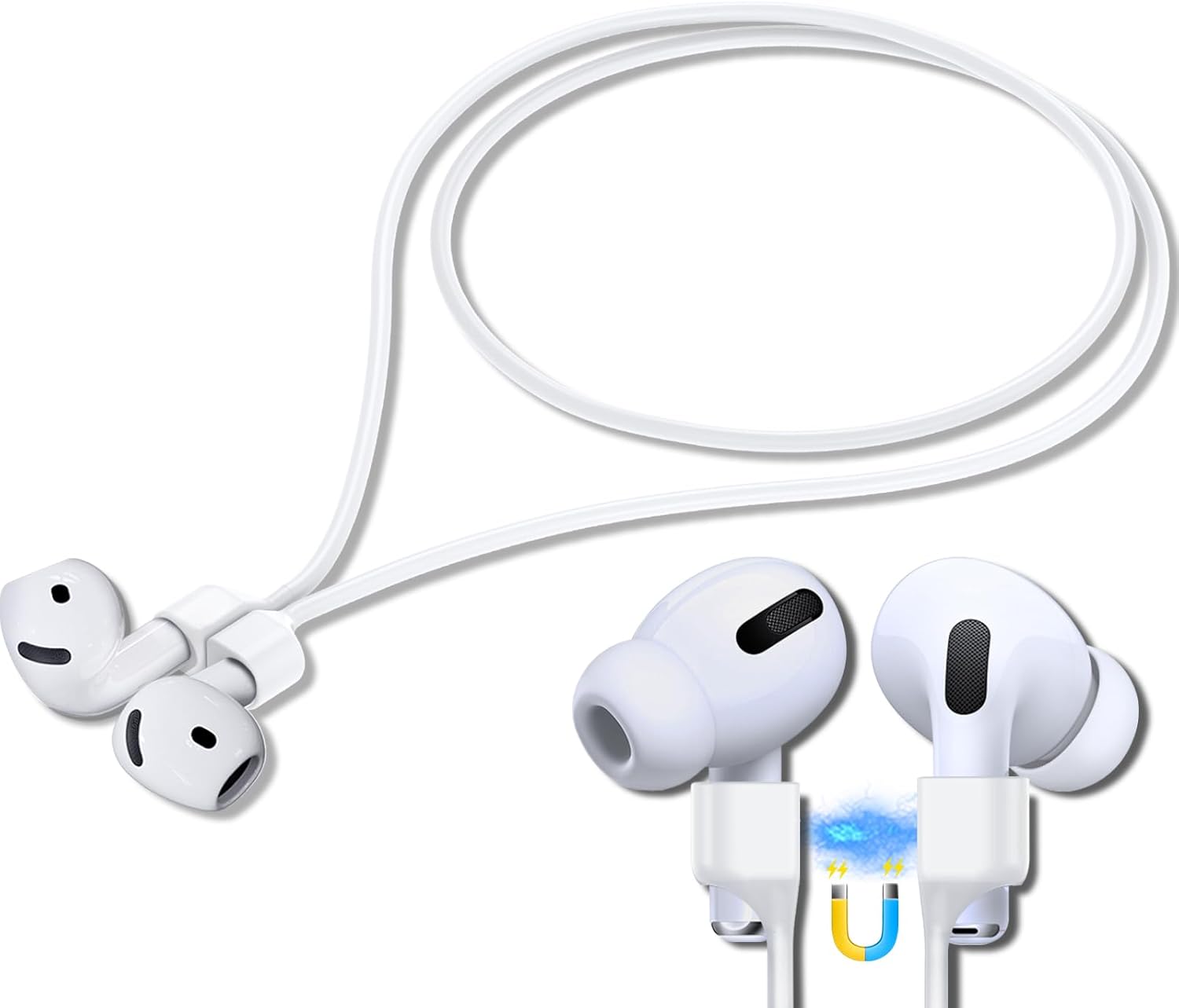 AirPod Strap with Magnetic,AirPod Lanyard Anti-Lost Cord for Sports Anti-Loss, AirPod Accessories Compatible with AirPods 4 Case 2024, AirPod Pro 2nd/1st, AirPod 3, AirPod 2/1- White 1 Pack - Image 1