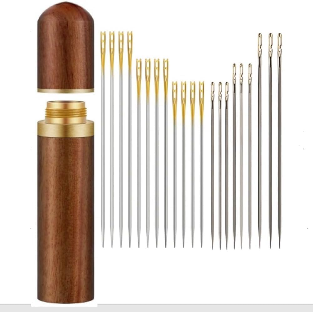 Self Threading Needles for Hand Sewing, Sewing Needles for Hand Sewing, Easy Side Threading Stitching Pins in 3 Sewing Machine Needles Sewing Notions, Easy to Thread Sewing Needles with 12 Needles - Image 1