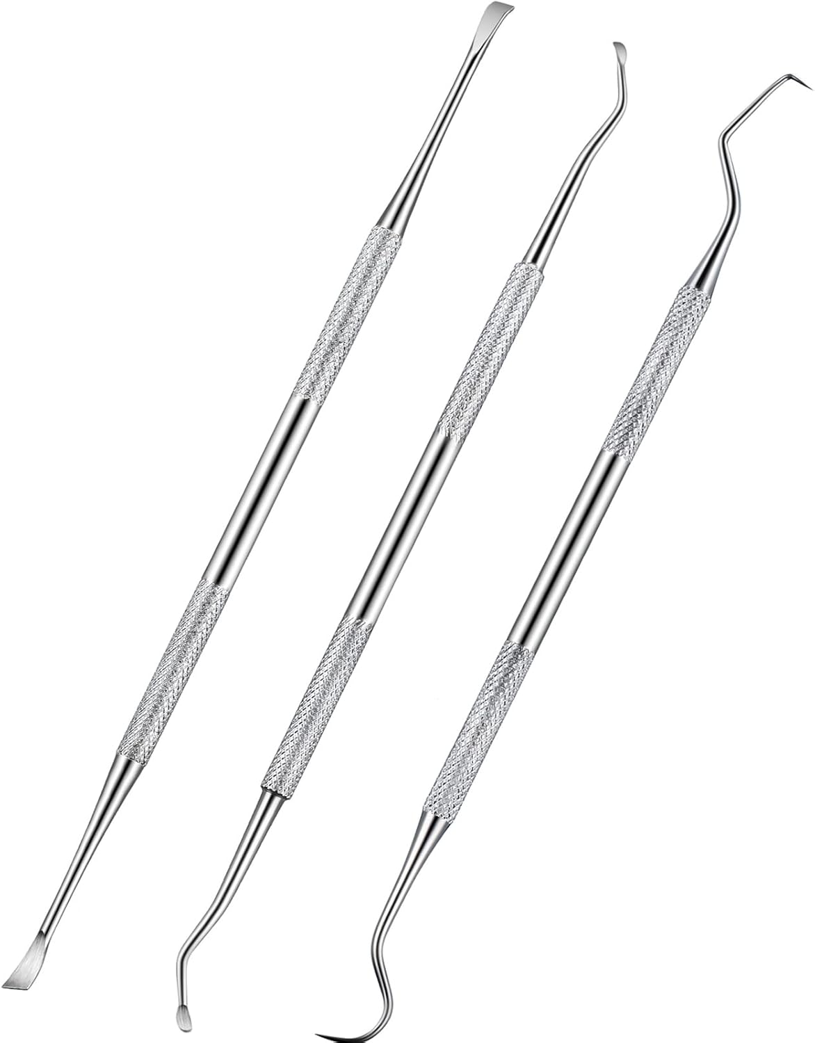 3 Pieces Dog Dental Tooth Scaler and Scraper Stainless Double Headed Tarter Removing Tool Scraper Pet Teeth Cleaning Tools for Dog and Cat (Silver) - Image 1