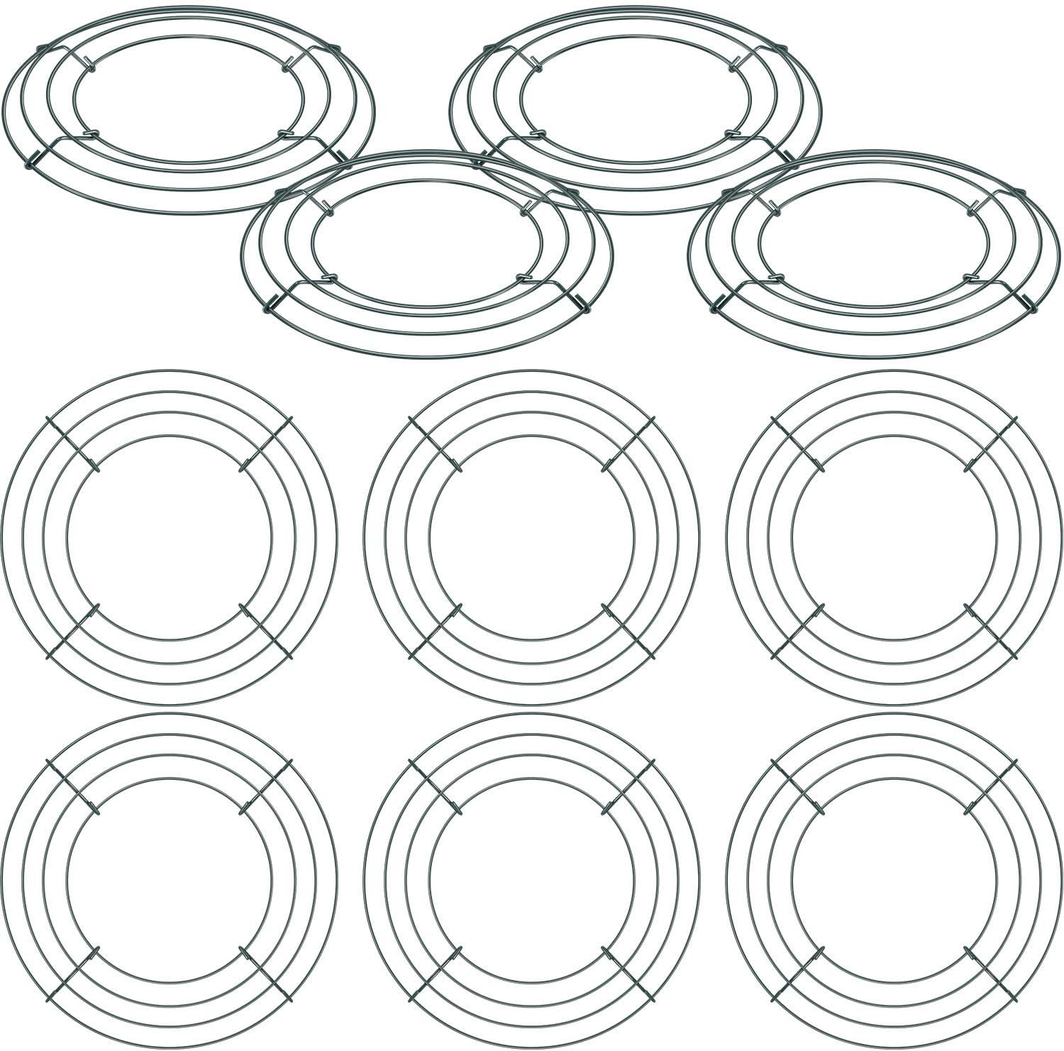 10 Packs Christmas Metal Wreath Frame Green Round Wire Wreath Making Ring DIY Macrame Floral Crafts Wire Form Christmas Decoration Door Craft (10 Inches) - Image 1