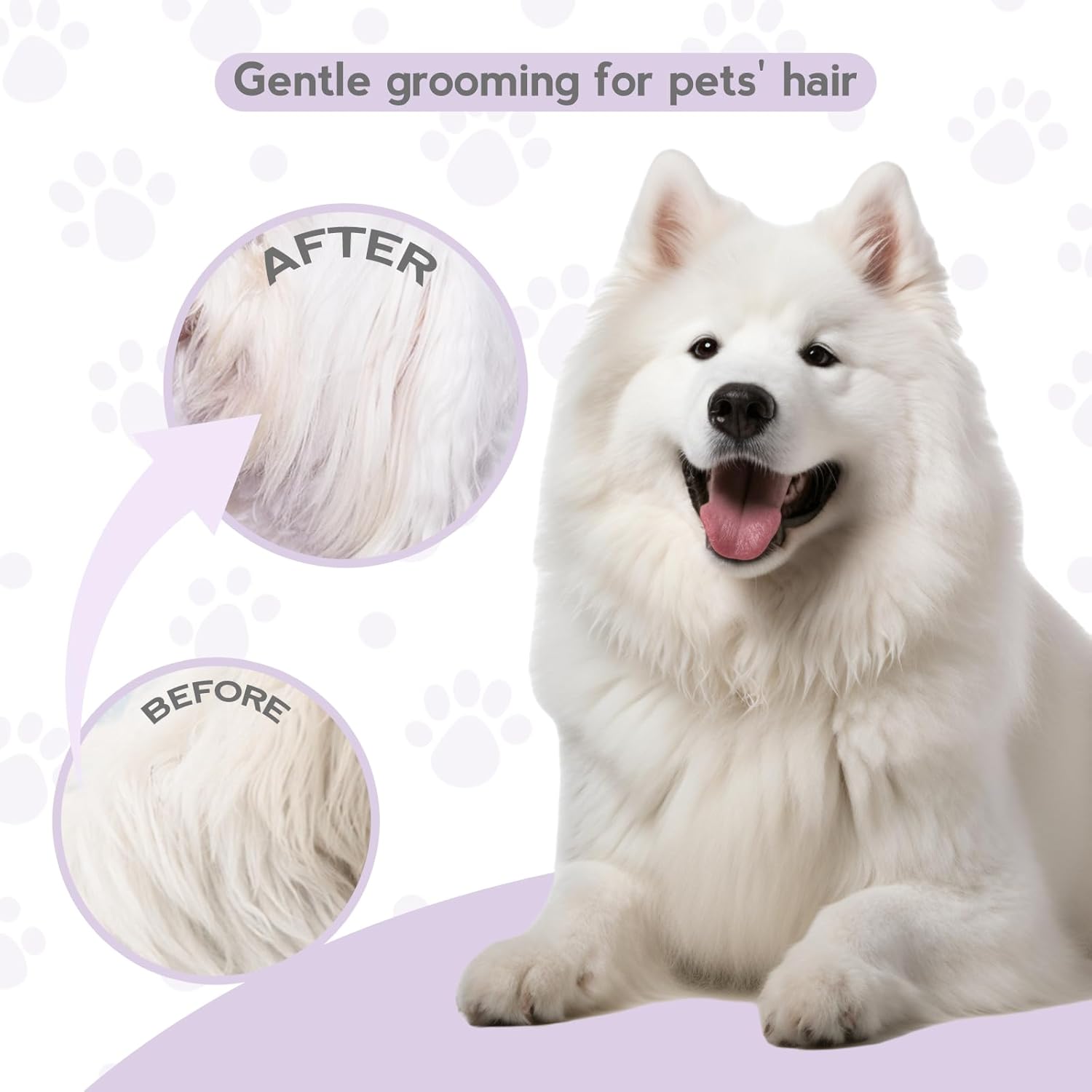 Detangling Pet Comb for Dog & Cat, Grooming Comb with Long & Short Stainless Steel Teeth, Safely Remove Knots & Tangles for Healthy Shiny Coat, Gentle Effective Detangling Tool for Pet Hair (Purple) - Image 4