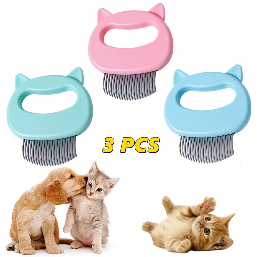 Cat Comb Pet Cat Short & Long Hair Removal Massaging Shell Comb Soft Deshedding Brush Grooming and Shedding Matted Fur Remover Massage Dematting Tool for Dog Puppy Rabbit Bunny (3 Piece) - Image 1