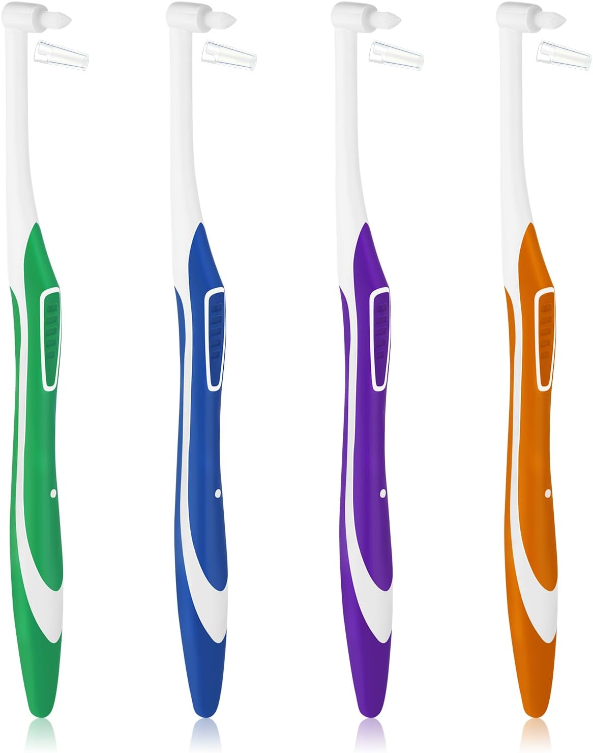 4pcs Tuft Toothbrush Single Tufted Slim Interspace Teeth Brushes End-tuft Tapered Compact Soft Dental Brushes for Detail Cleaning (Green + Blue + Yellow + Purple) - Image 1