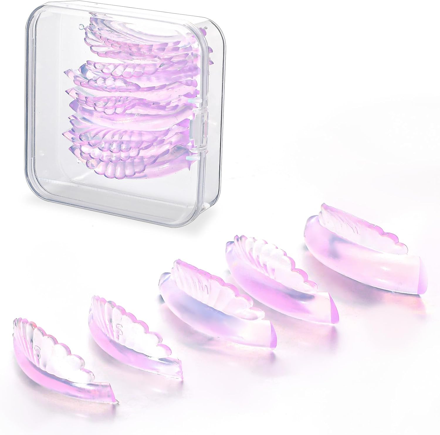 10 Pcs 5 Sizes Lash Lift Pads Self-Adhesive Super Soft Shell Pink Lash Perming Curler Shield Pads Reusable Professional Silicone Eyelash Curlers for All Eye Shapes Lash Lifting - Image 1