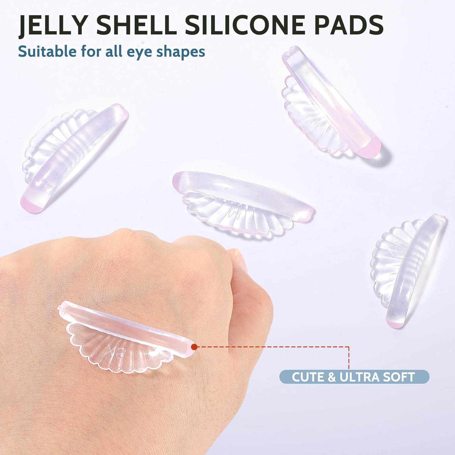 10 Pcs 5 Sizes Lash Lift Pads Self-Adhesive Super Soft Shell Pink Lash Perming Curler Shield Pads Reusable Professional Silicone Eyelash Curlers for All Eye Shapes Lash Lifting - Image 3