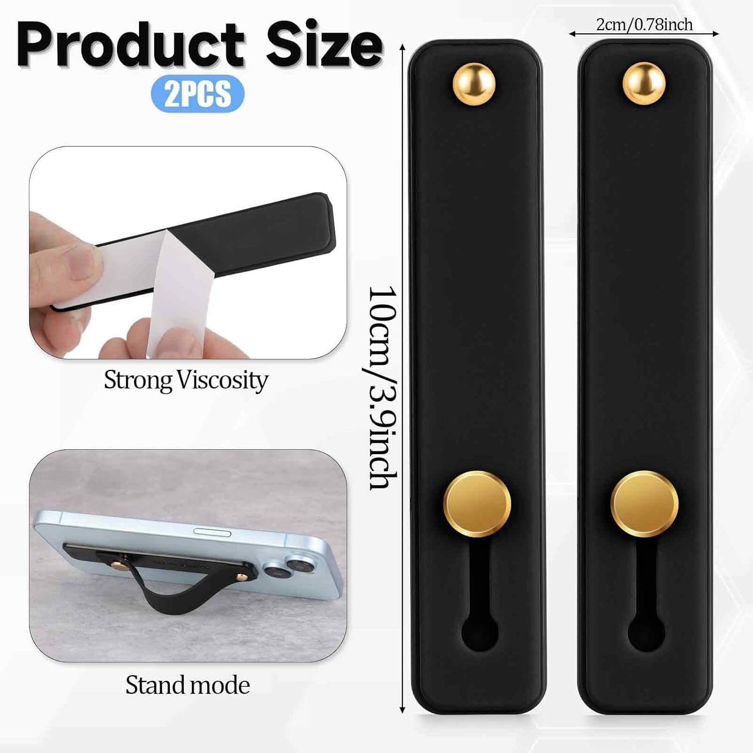 2 Pcs Phone Loop Finger Holder Universal Phone Strap Portable Phone Grip Phone Finger Strap Loop for Phone Case Phone Holder for Hand Phone Grips for Back of Phone Suitable Most Mobile Phones(Black) - Image 2