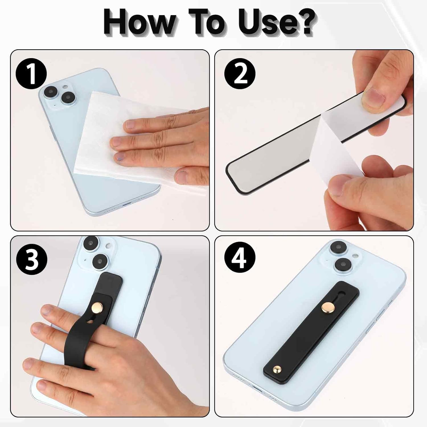 2 Pcs Phone Loop Finger Holder Universal Phone Strap Portable Phone Grip Phone Finger Strap Loop for Phone Case Phone Holder for Hand Phone Grips for Back of Phone Suitable Most Mobile Phones(Black) - Image 3