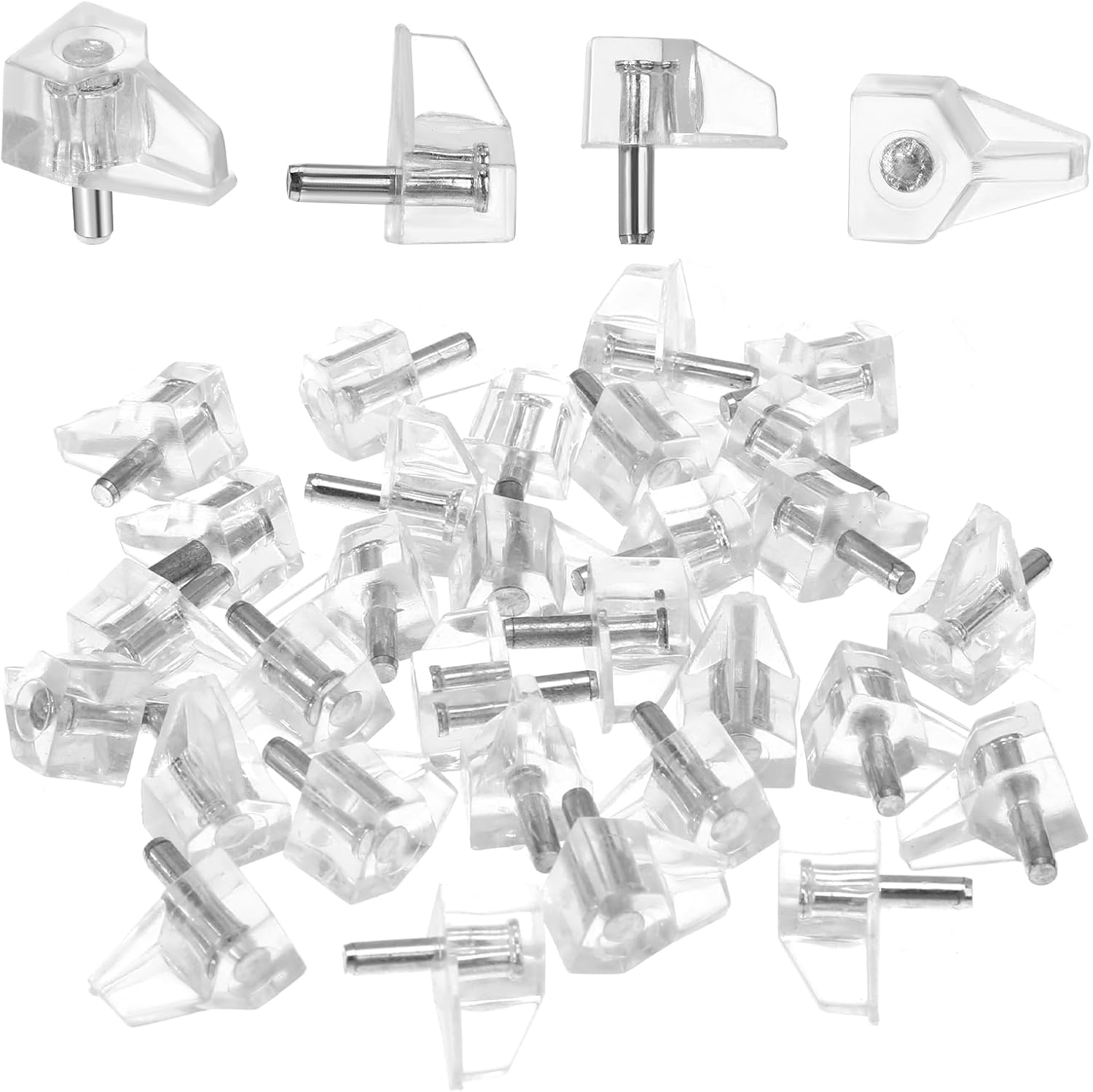 1/8 Inch (3mm) Shelf Support Peg Shelf Pegs Clear Plastic Cabinet Shelf Pins Shelf Holder Pins Replacement Pegs Furniture Shelves Holder Pegs for Kitchen Furniture Cabinet Bookcase, 30Pcs - Image 1
