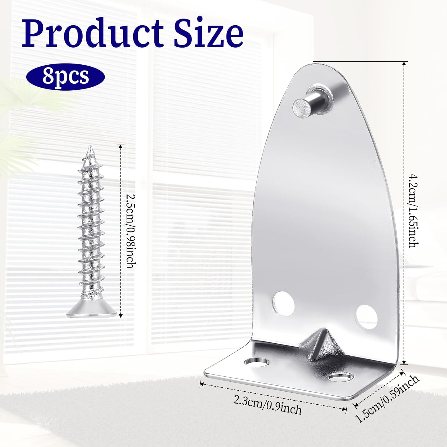 8 PCS Hold Down Brackets, Metal Blinds Brackets Blind Holder Replacements Horizontal Blind Brackets with Screws for Horizontal Blinds Shades Window Shades Doors Home Accessories - Image 2