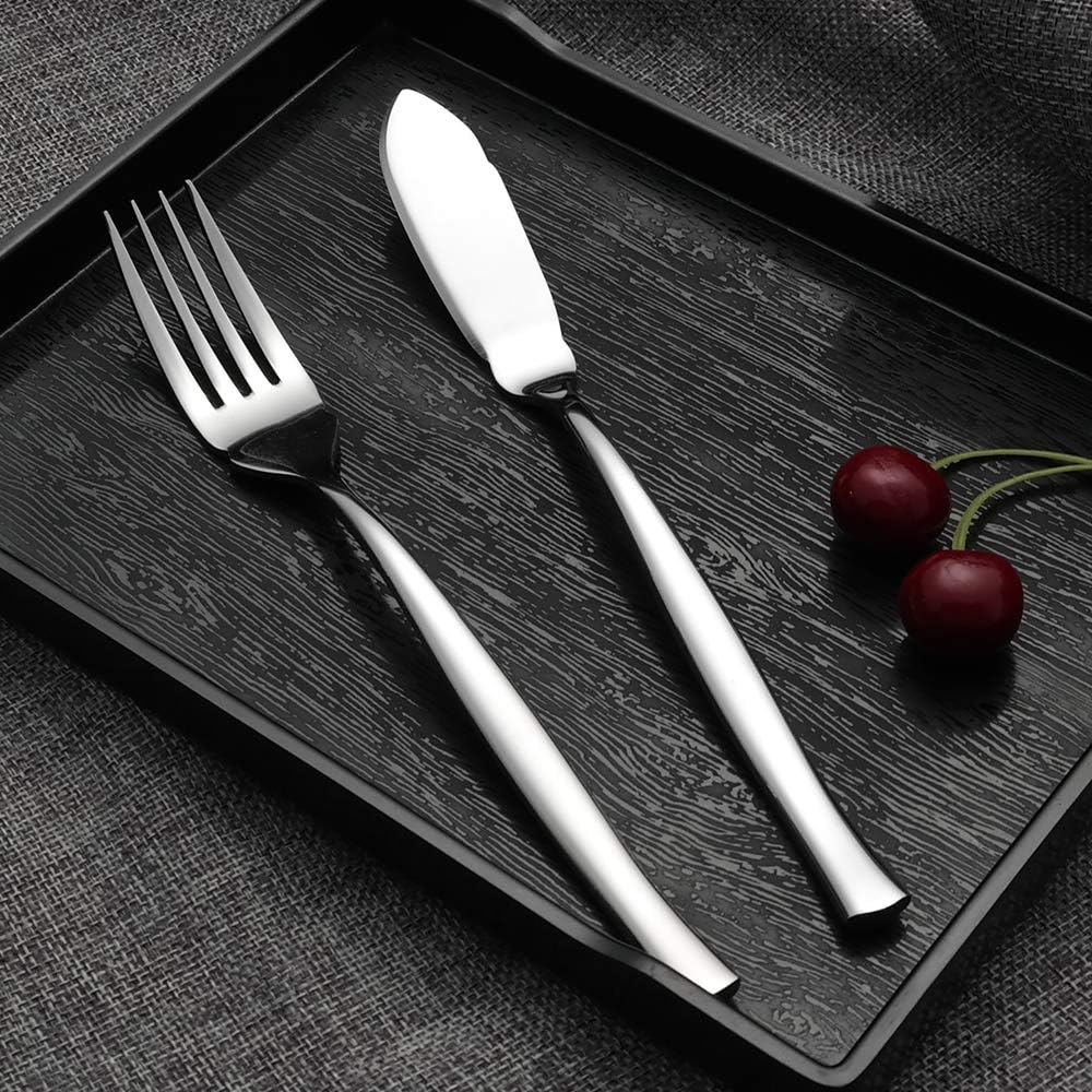 8-Piece Stainless Steel Fish Forks and Knives, Serving Set - Image 4