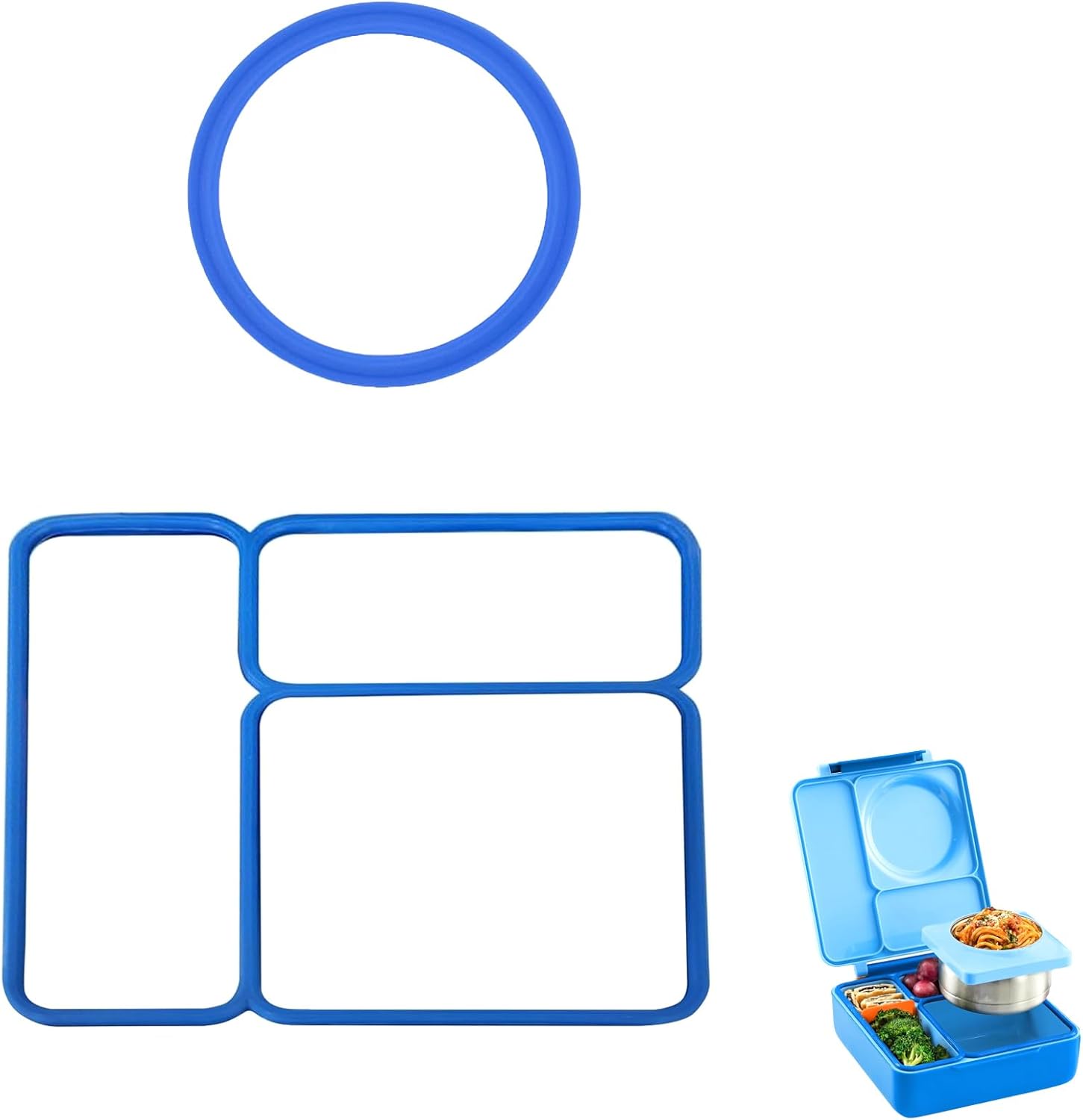 Vacuum Bottle Seal Gasket and Lid Seal Gasket Suitable For OmieBox - bento box accessories - Food-Safe Silicone Rubber (Blue) - Lunch Box NOT Included - Compatible with omie lunch box - Image 1