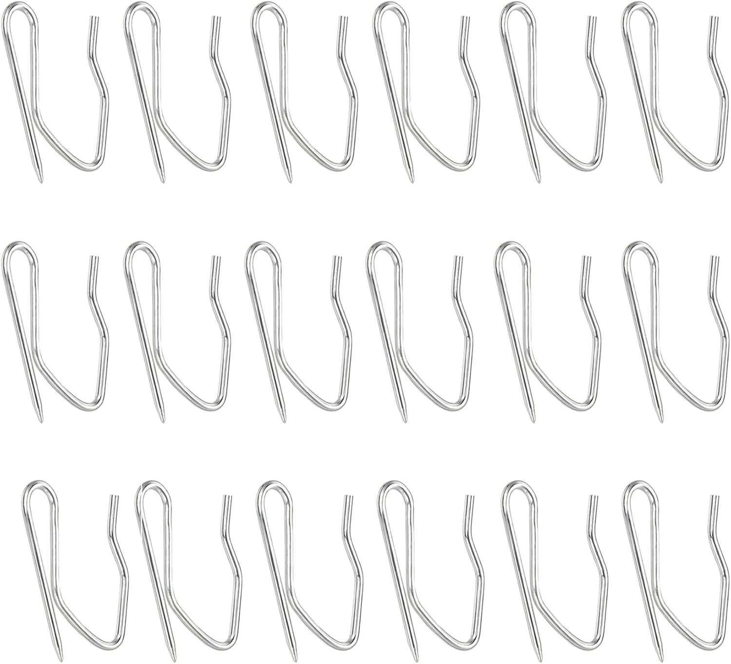 18pcs Metal Curtain Hooks, 1.2 Inch Drapery Pin and Hook for Pleated Drapes, Stainless Steel Door/Window/Shower Curtain, Silver - Image 1