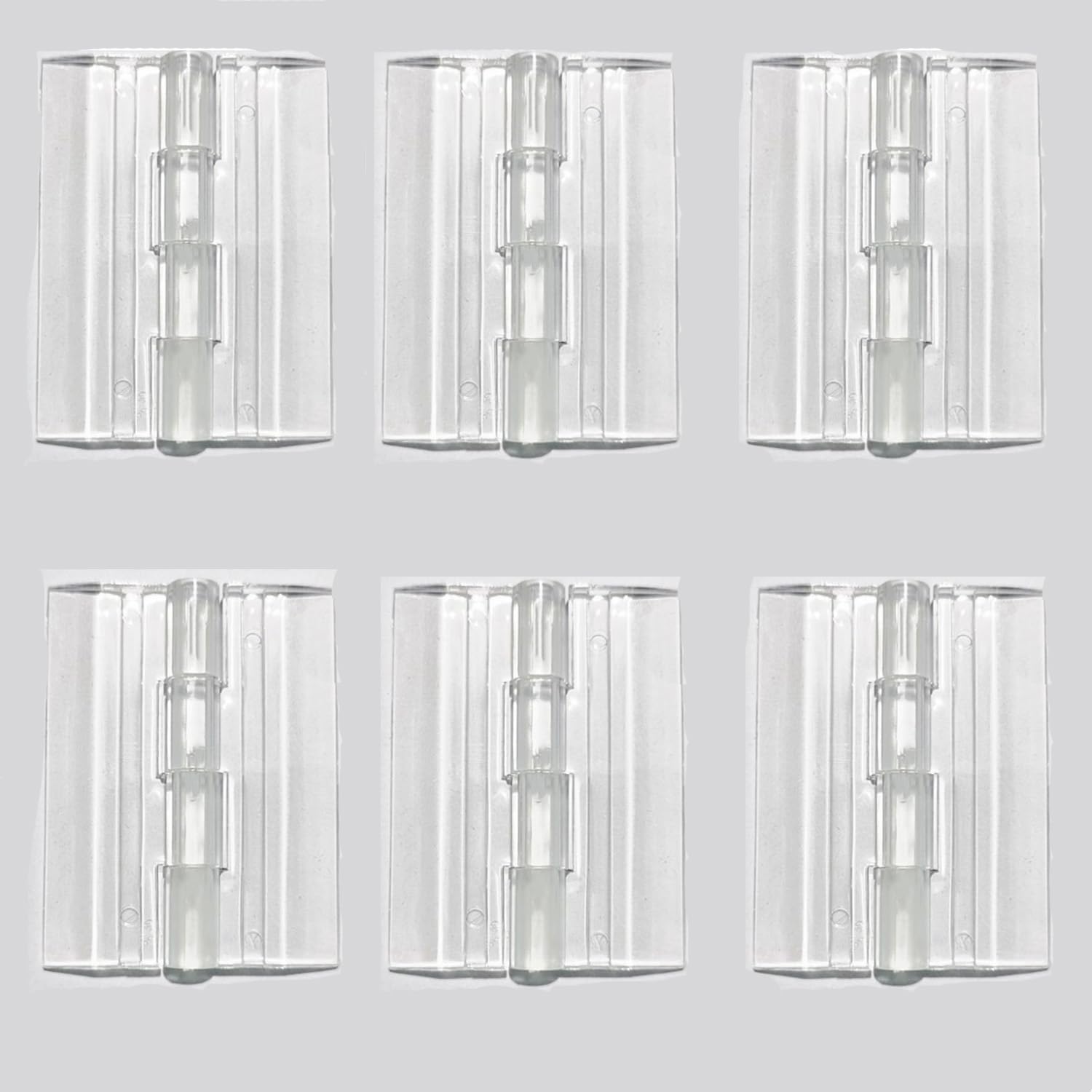 6 Pcs Acrylic Hinges Self Adhesive Clear Small Hinges Plastic Transparent Continuous Piano Hinge Folding Hinge Tools for Cabinet Drawer Furniture DIY Display Stand 45x35 mm - Image 1