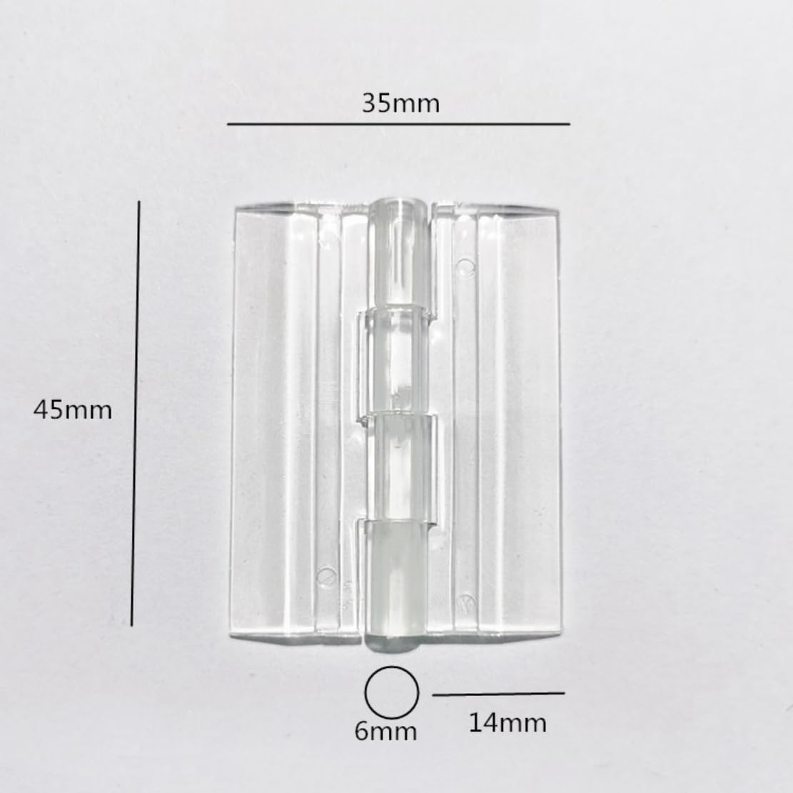 6 Pcs Acrylic Hinges Self Adhesive Clear Small Hinges Plastic Transparent Continuous Piano Hinge Folding Hinge Tools for Cabinet Drawer Furniture DIY Display Stand 45x35 mm - Image 2