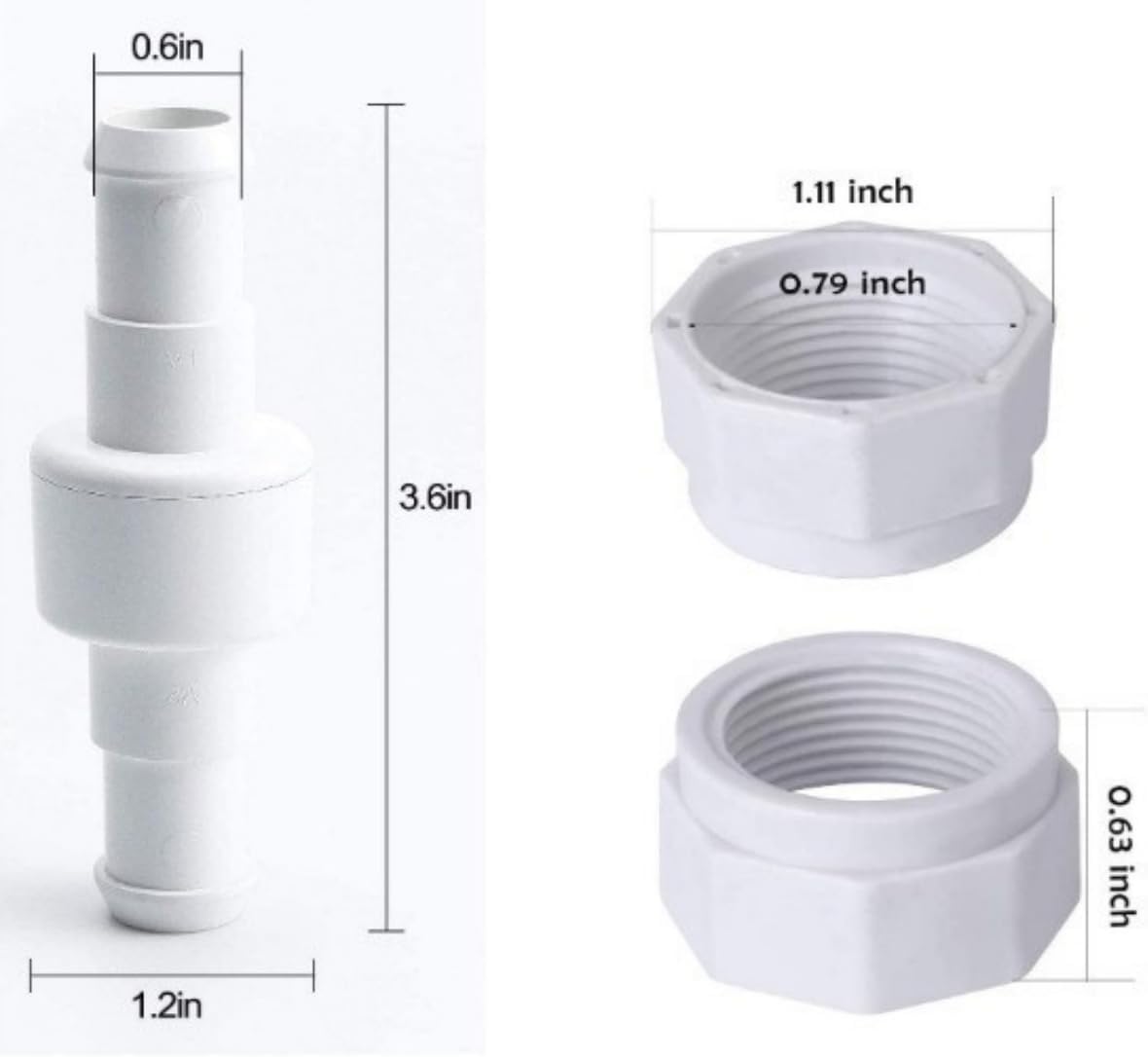 280, 380, 180 Pool Cleaner Hose Swivel D20 and Hose Nut D15 Combo Kit Replacement Suitable for Zodiac Polaris 280, 380, 180 Pool Cleaners (1 Pack) - Image 2