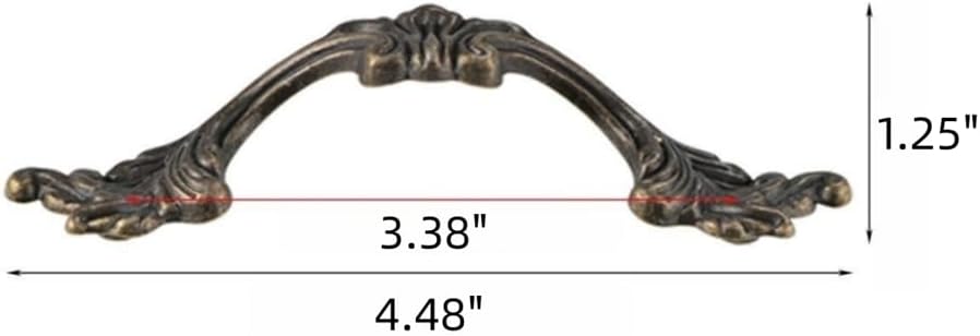 6-Pack French Drawer Pulls - Antique Brass, 3.38